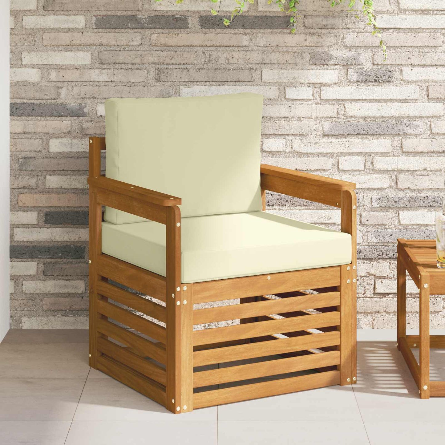 Outdoor-Sofagarnitur Massives Akazienholz und Polyester