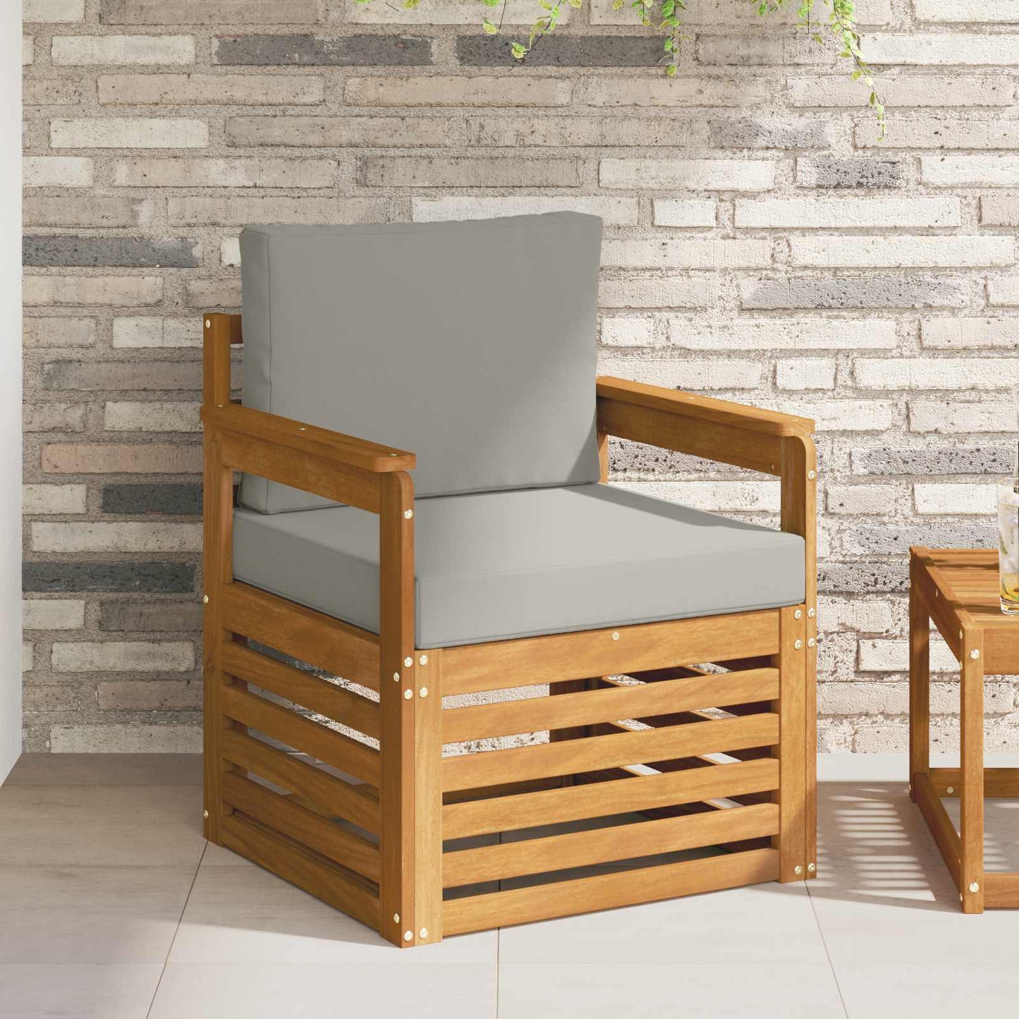 Outdoor-Sofagarnitur Massives Akazienholz und Polyester