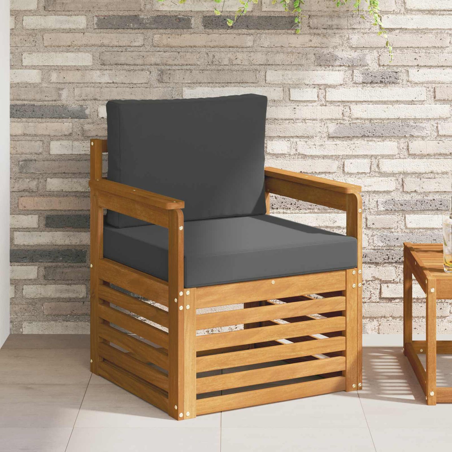 Outdoor-Sofagarnitur Massives Akazienholz und Polyester