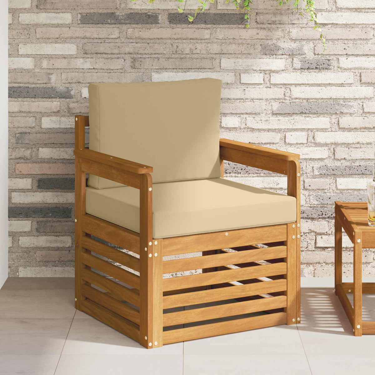 Outdoor-Sofagarnitur Massives Akazienholz und Polyester