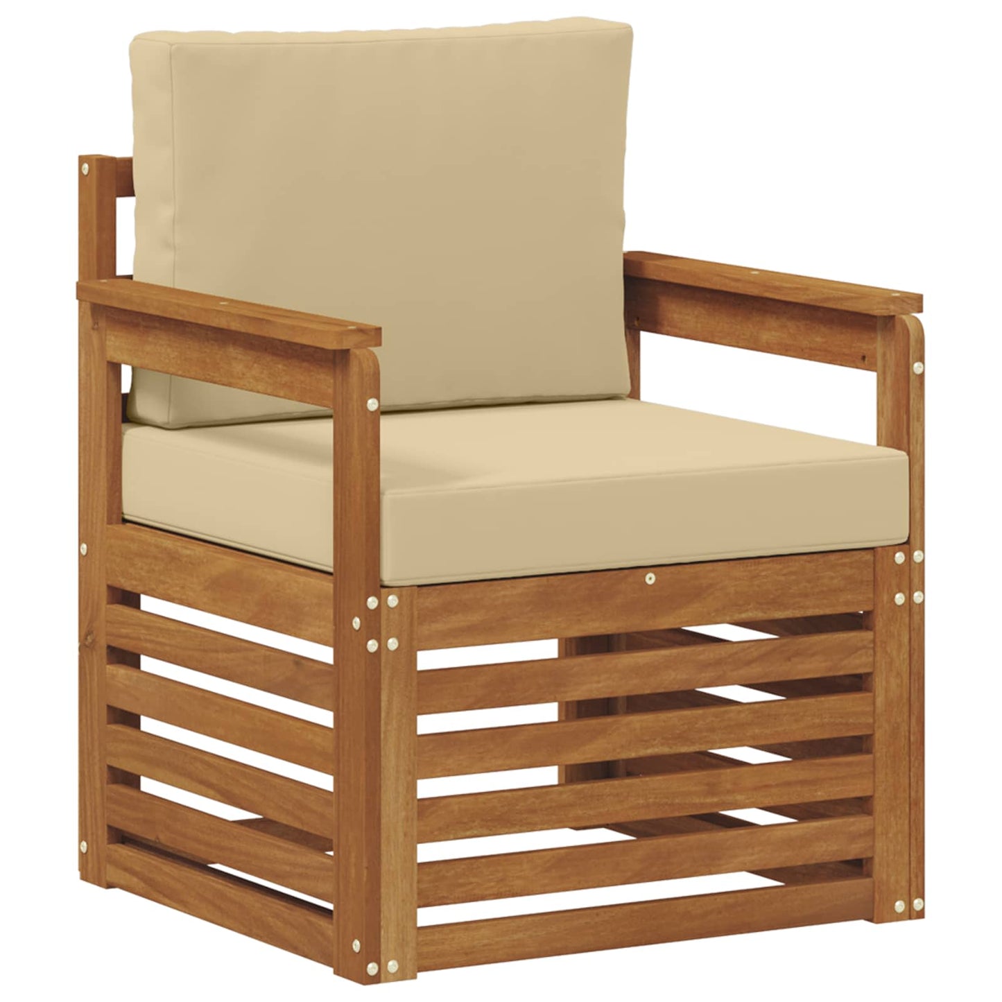 Outdoor-Sofa Massives Akazienholz und Polyester Natur
