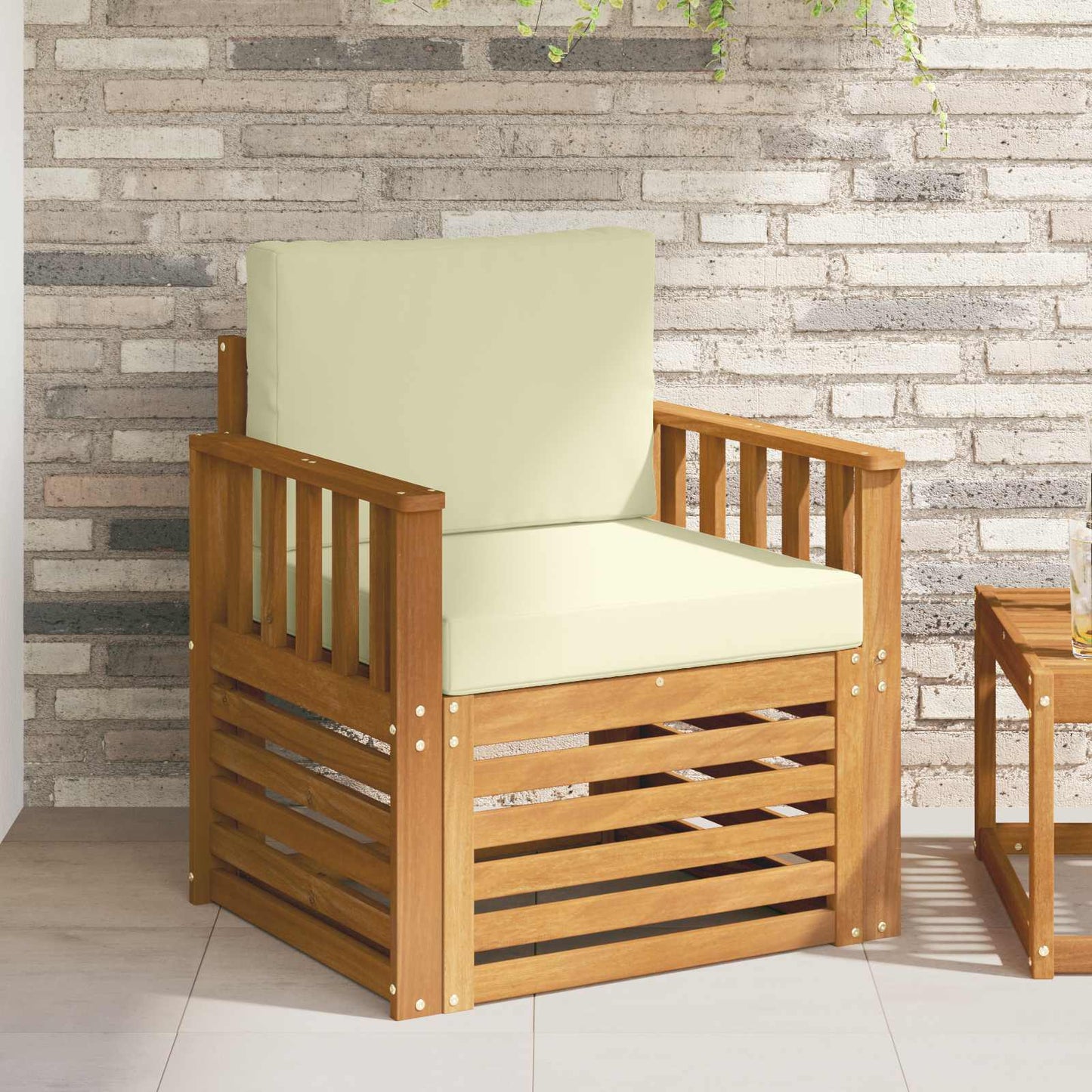 Outdoor-Sofagarnitur Massives Akazienholz und Polyester