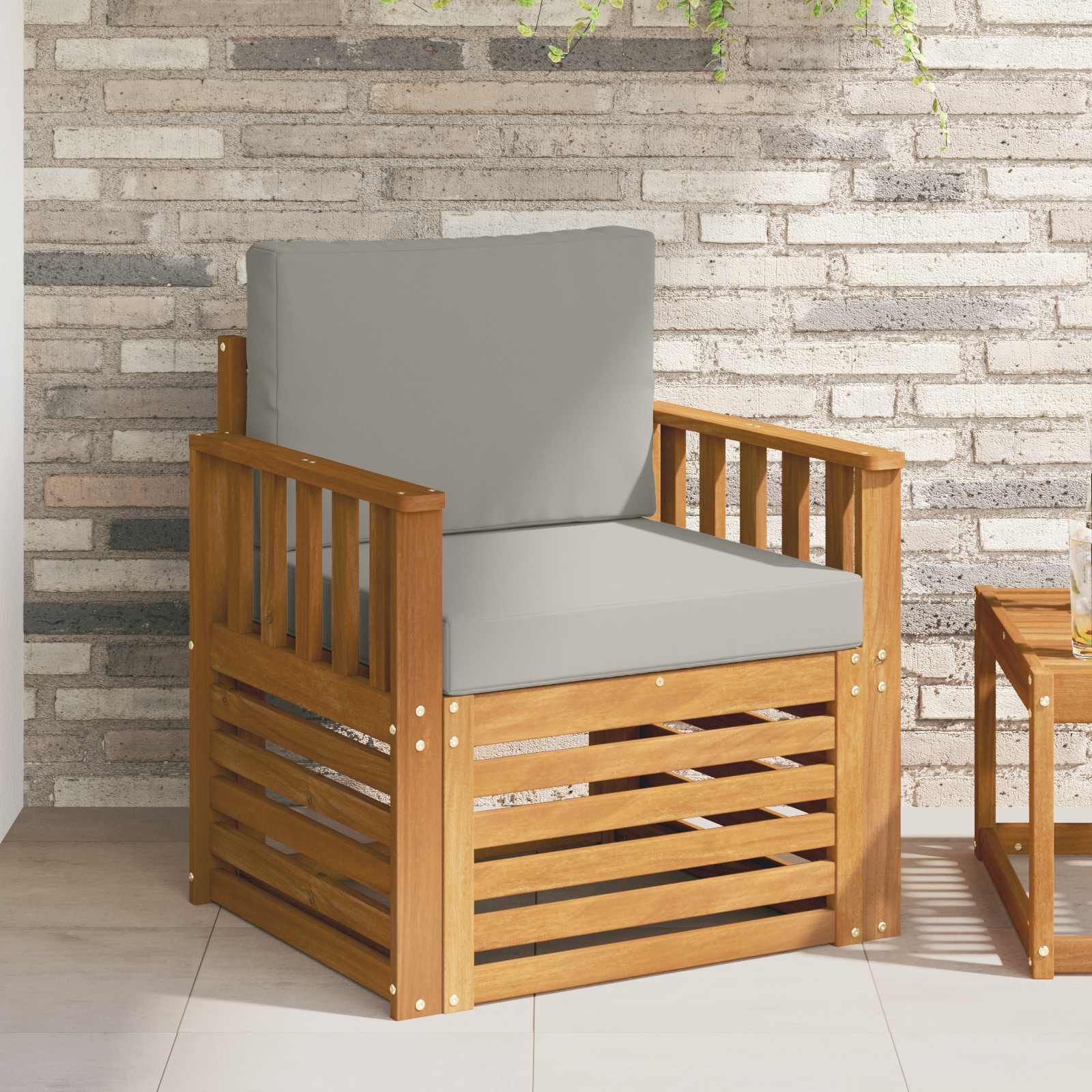 Outdoor-Sofagarnitur Massives Akazienholz und Polyester