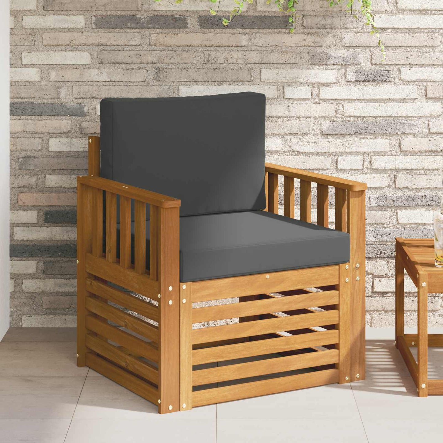 Outdoor-Sofagarnitur Massives Akazienholz und Polyester