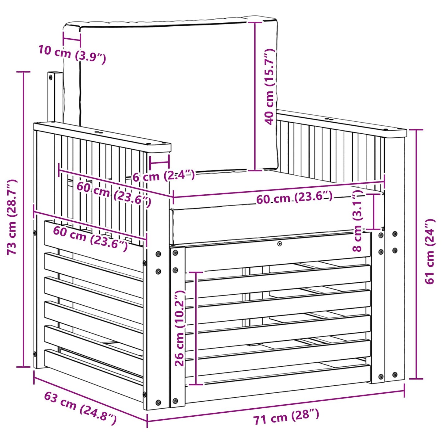 Outdoor-Sofagarnitur Massives Akazienholz und Polyester