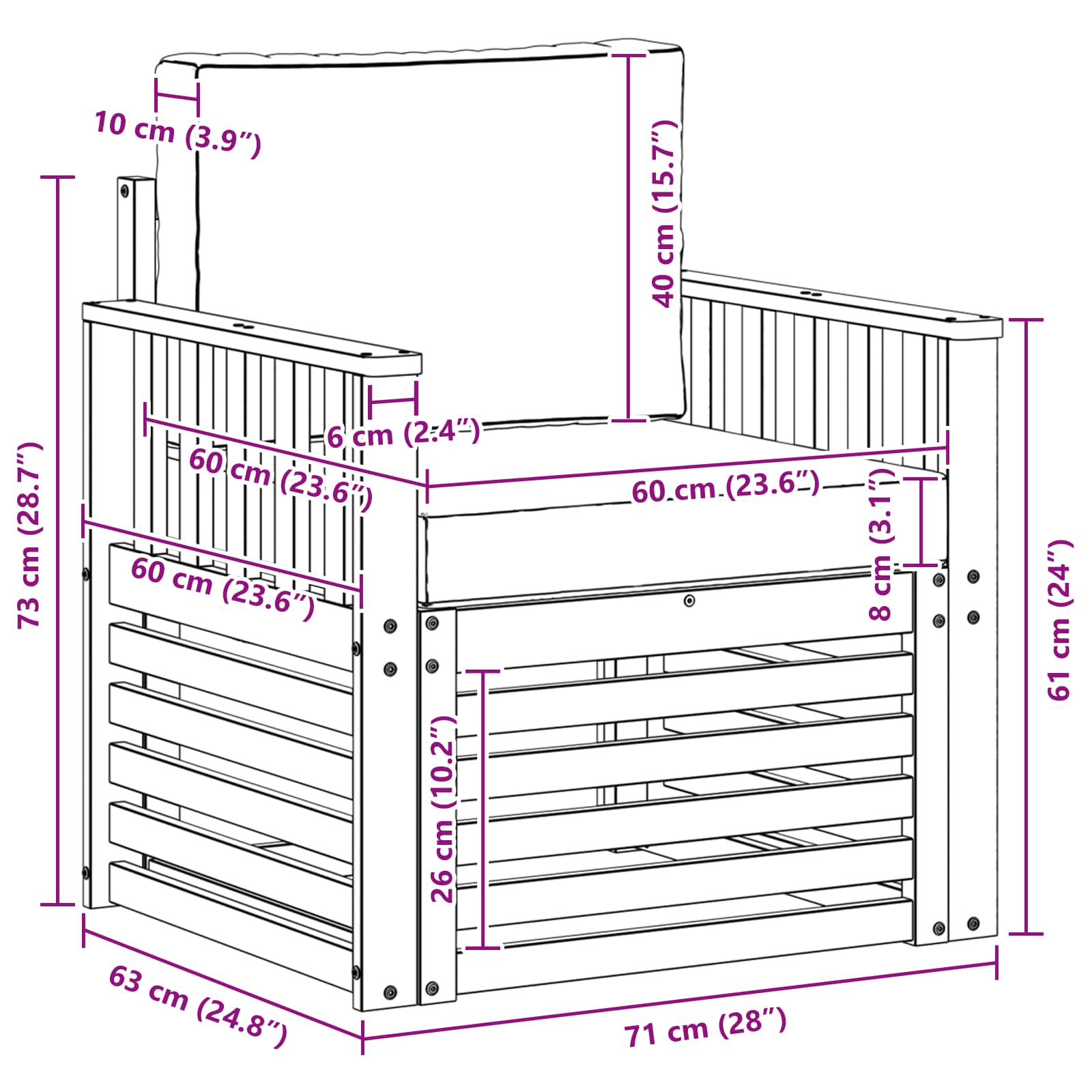 Outdoor-Sofagarnitur Massives Akazienholz und Polyester