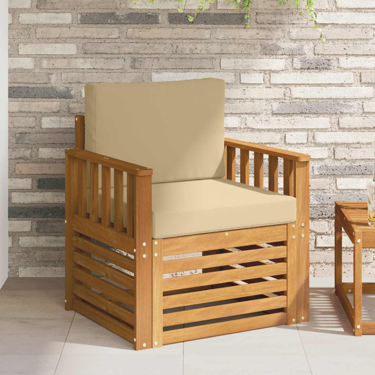 Outdoor-Sofagarnitur Massives Akazienholz und Polyester