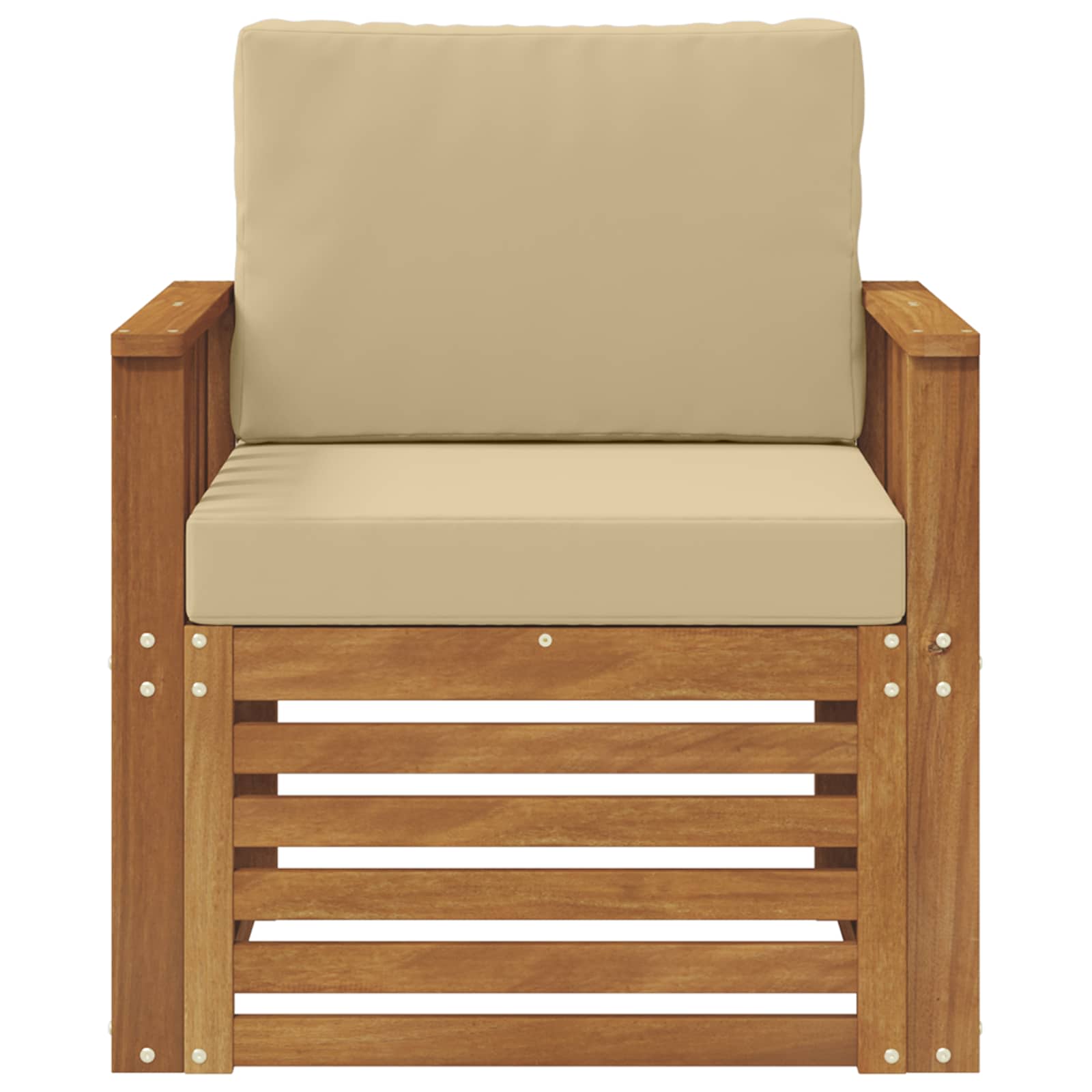 Outdoor-Sofa Massives Akazienholz und Polyester Natur