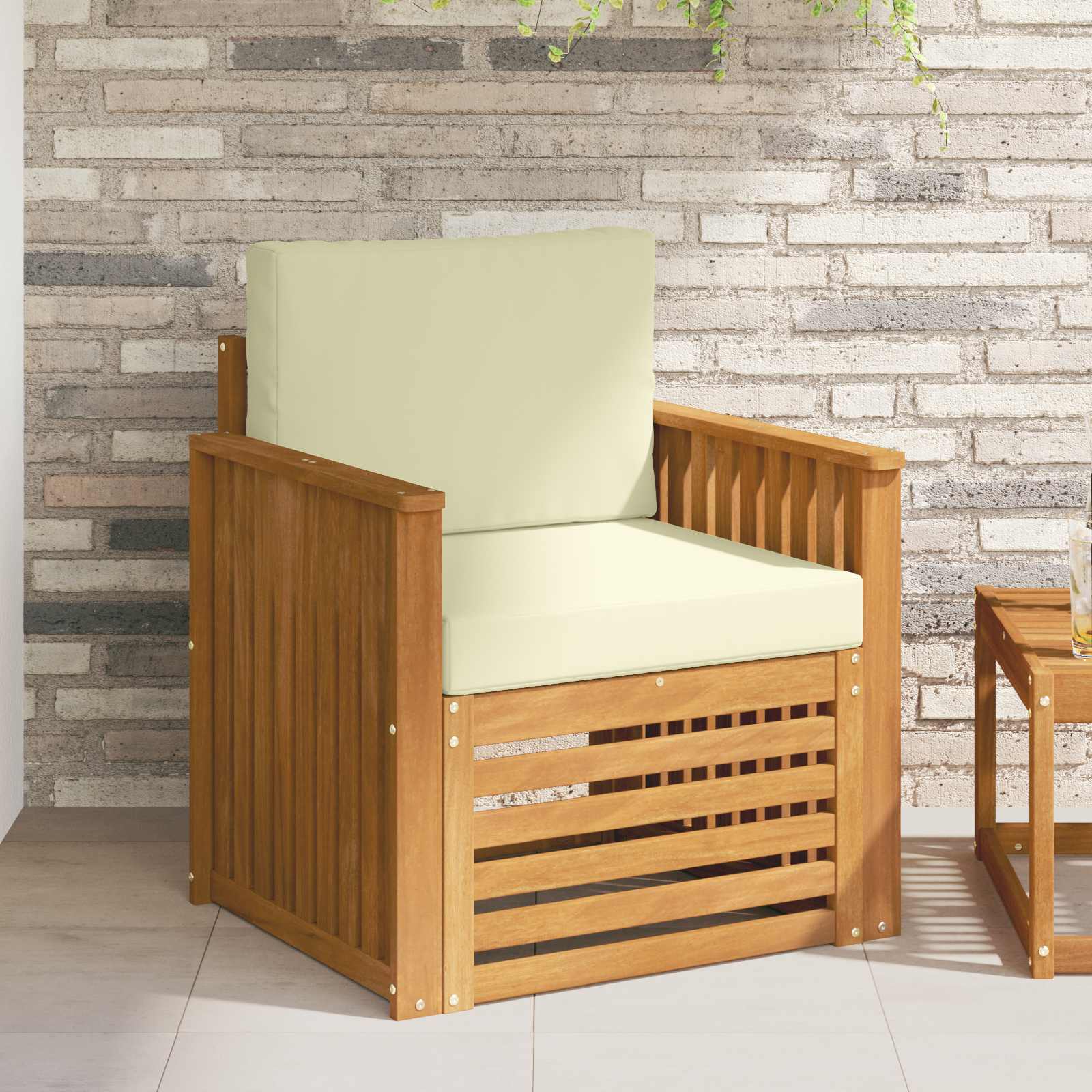 Outdoor-Sofagarnitur Massives Akazienholz und Polyester