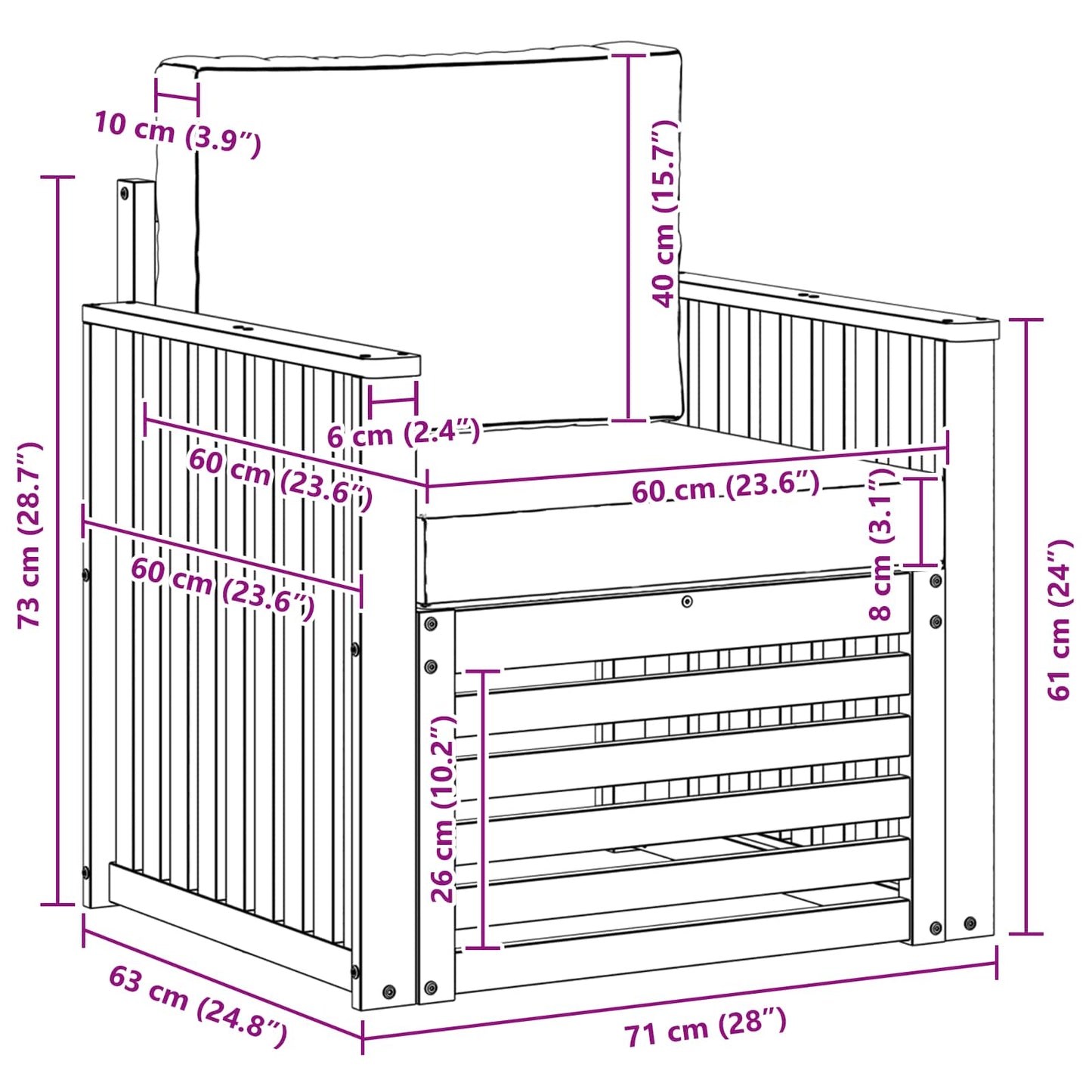 Outdoor-Sofagarnitur Massives Akazienholz und Polyester