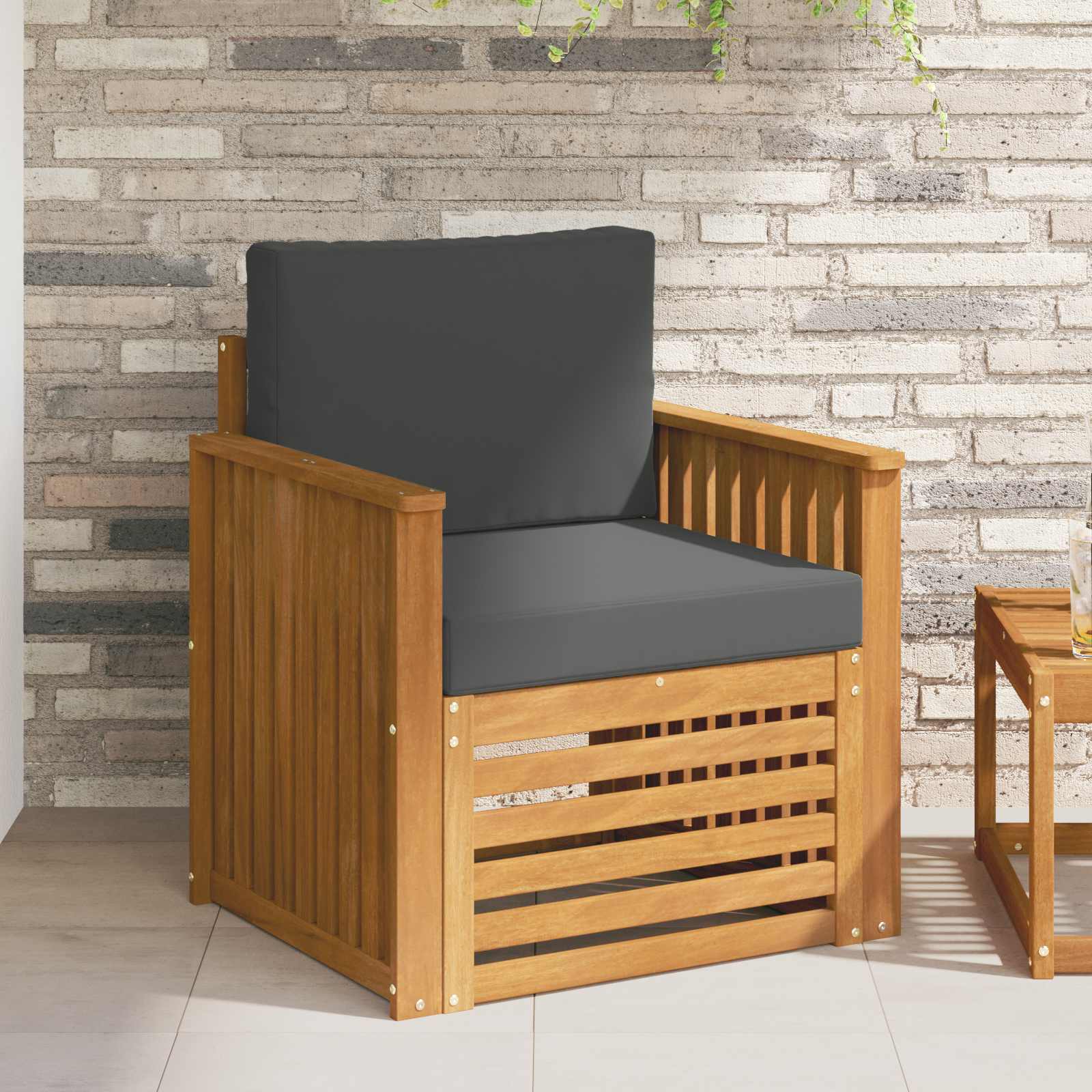 Outdoor-Sofagarnitur Massives Akazienholz und Polyester