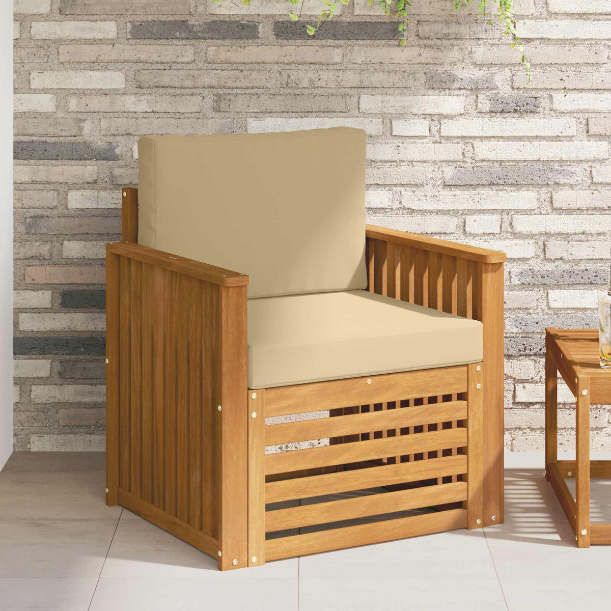 Outdoor-Sofagarnitur Massives Akazienholz und Polyester