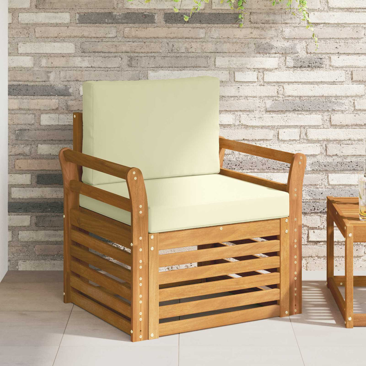 Outdoor-Sofagarnitur Massives Akazienholz und Polyester