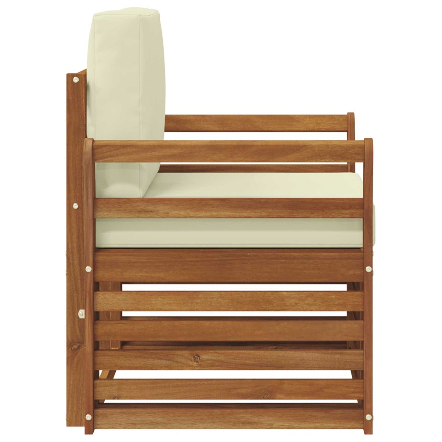 Outdoor-Sofa Massives Akazienholz und Polyester Natur
