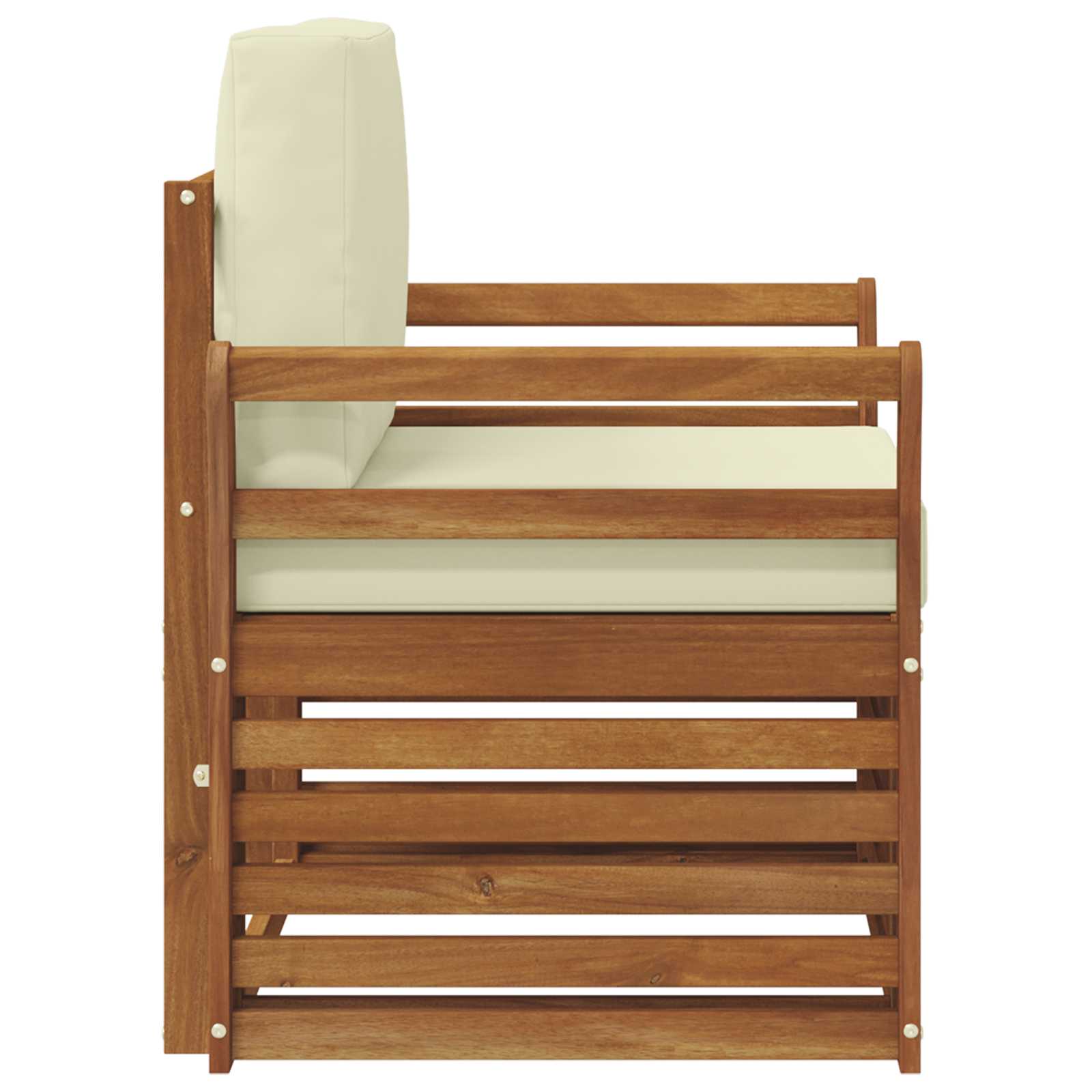 Outdoor-Sofa Massives Akazienholz und Polyester Natur