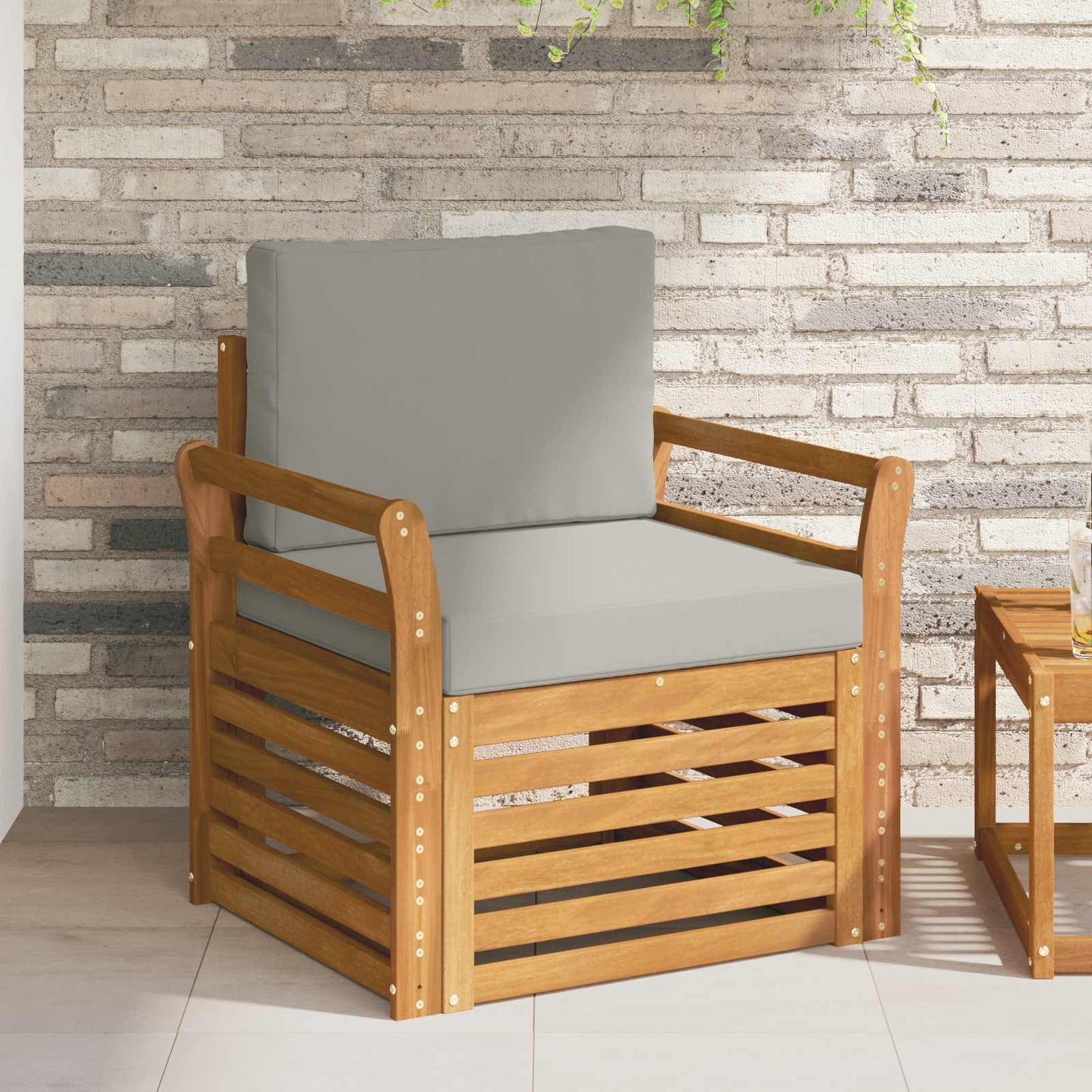 Outdoor-Sofagarnitur Massives Akazienholz und Polyester