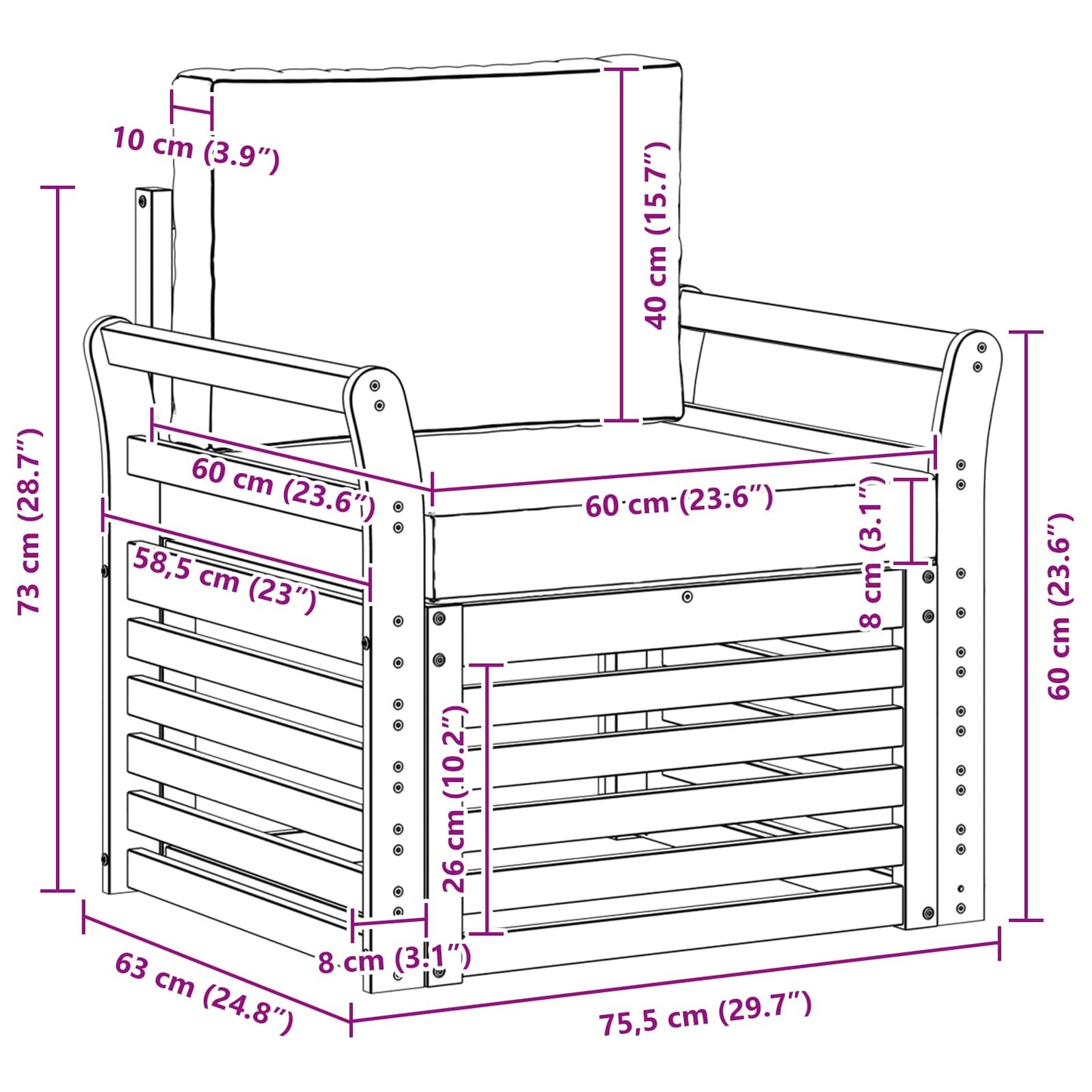 Outdoor-Sofagarnitur Massives Akazienholz und Polyester
