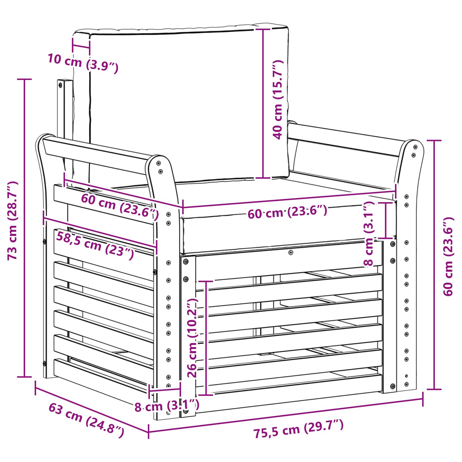 Outdoor-Sofagarnitur Massives Akazienholz und Polyester