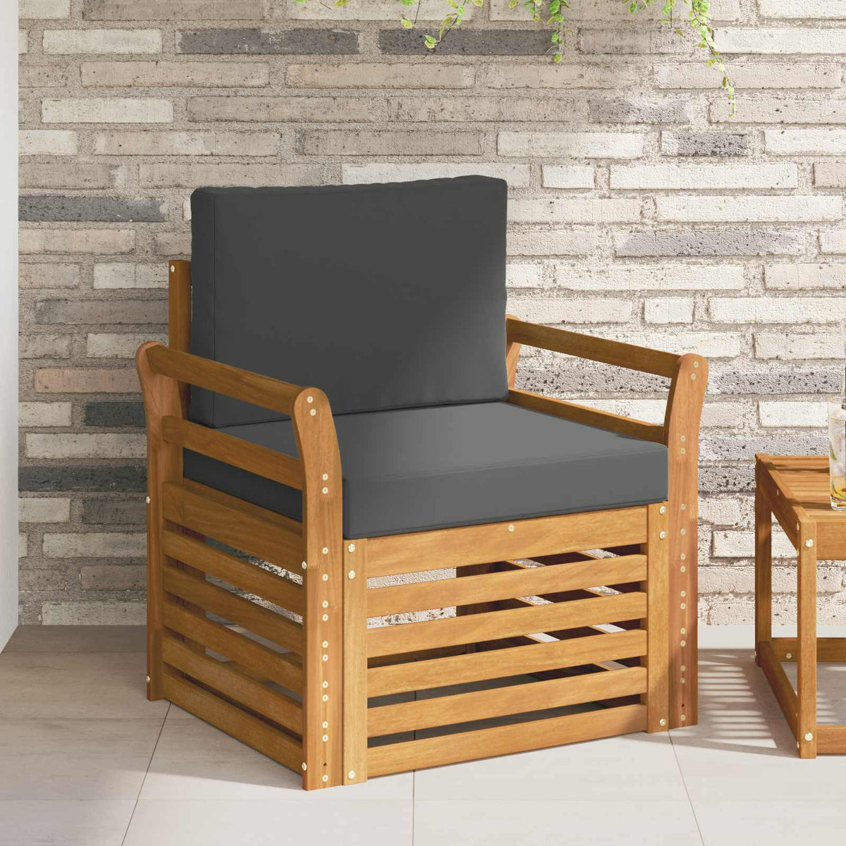 Outdoor-Sofagarnitur Massives Akazienholz und Polyester