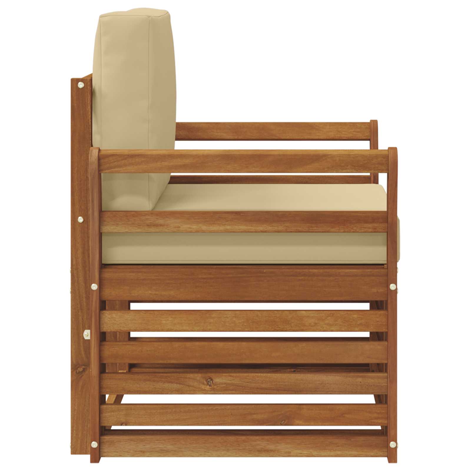 Outdoor-Sofa Massives Akazienholz und Polyester Natur