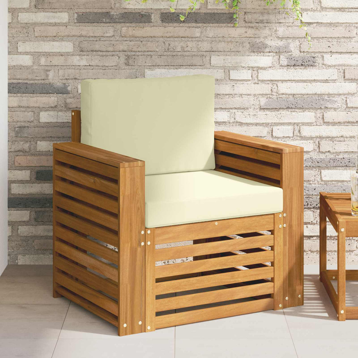 Outdoor-Sofagarnitur Massives Akazienholz und Polyester