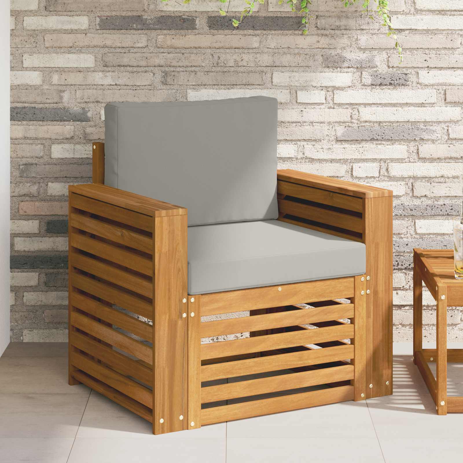 Outdoor-Sofagarnitur Massives Akazienholz und Polyester