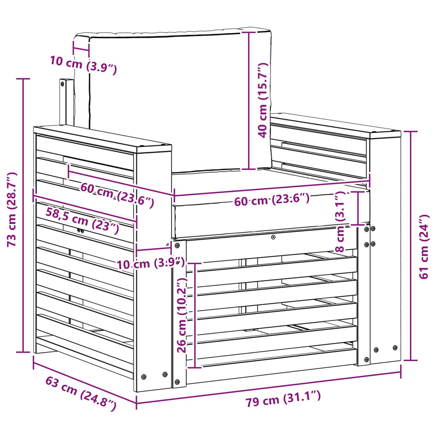 Outdoor-Sofagarnitur Massives Akazienholz und Polyester