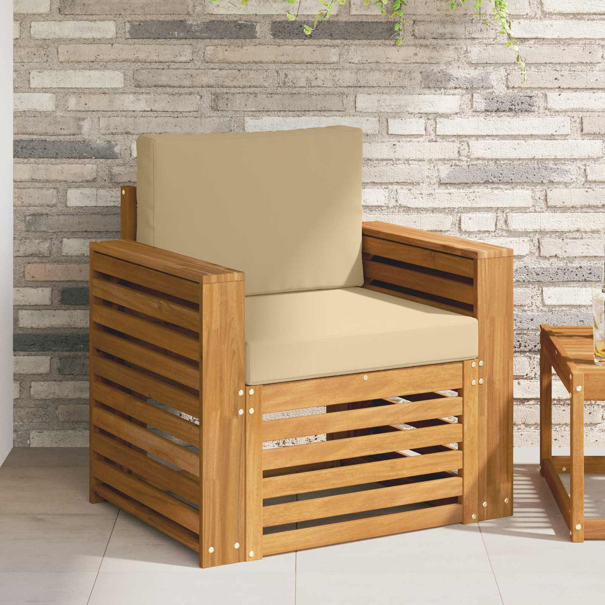 Outdoor-Sofagarnitur Massives Akazienholz und Polyester