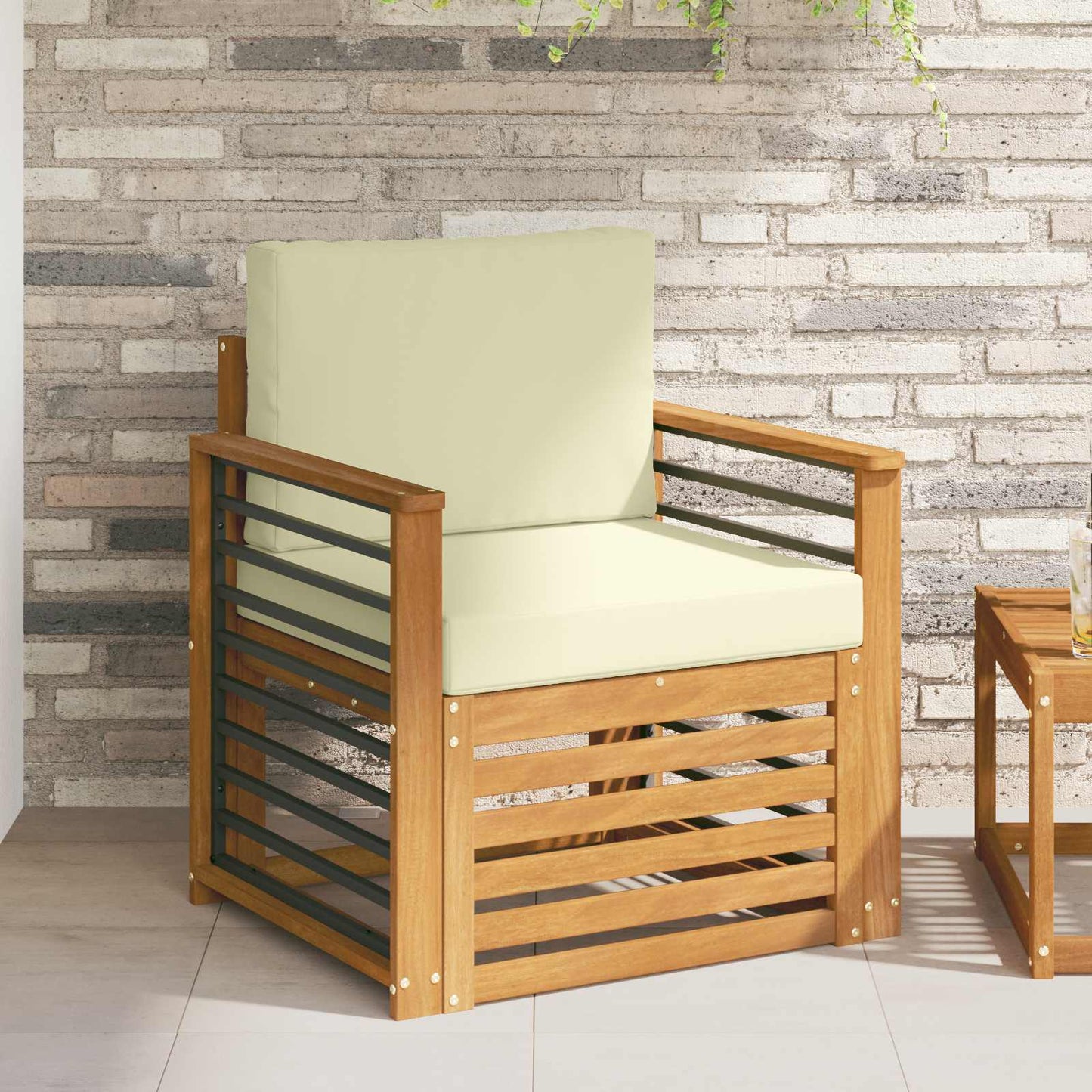 Outdoor-Sofagarnitur Massives Akazienholz und Polyester