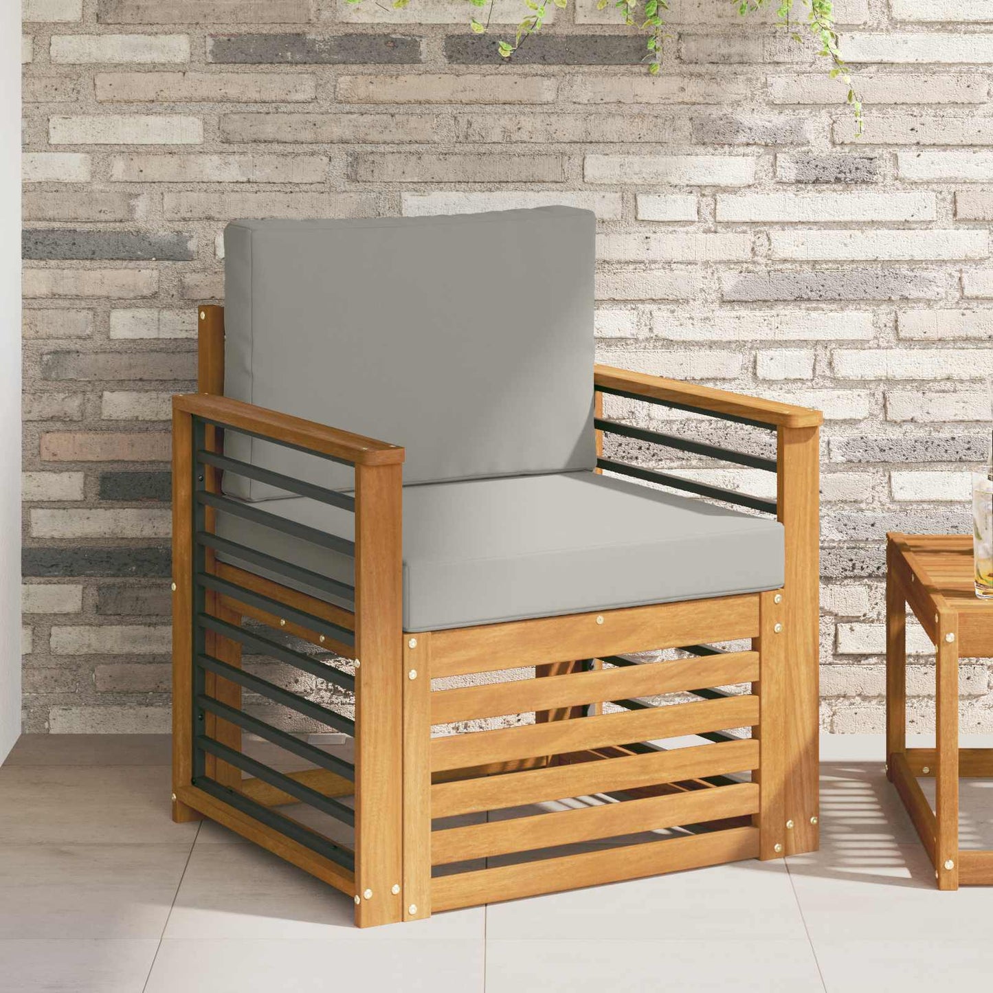 Outdoor-Sofagarnitur Massives Akazienholz und Polyester