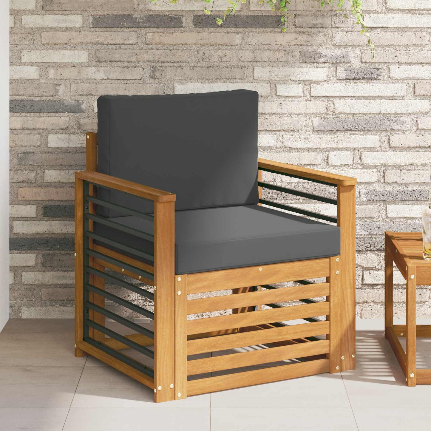 Outdoor-Sofagarnitur Massives Akazienholz und Polyester