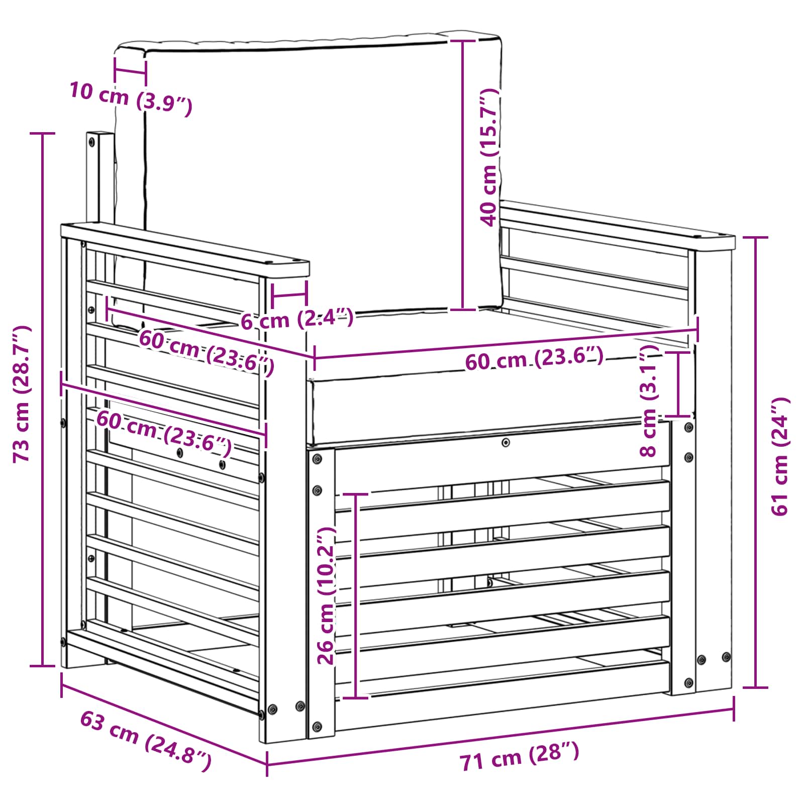 Outdoor-Sofagarnitur Massives Akazienholz und Polyester