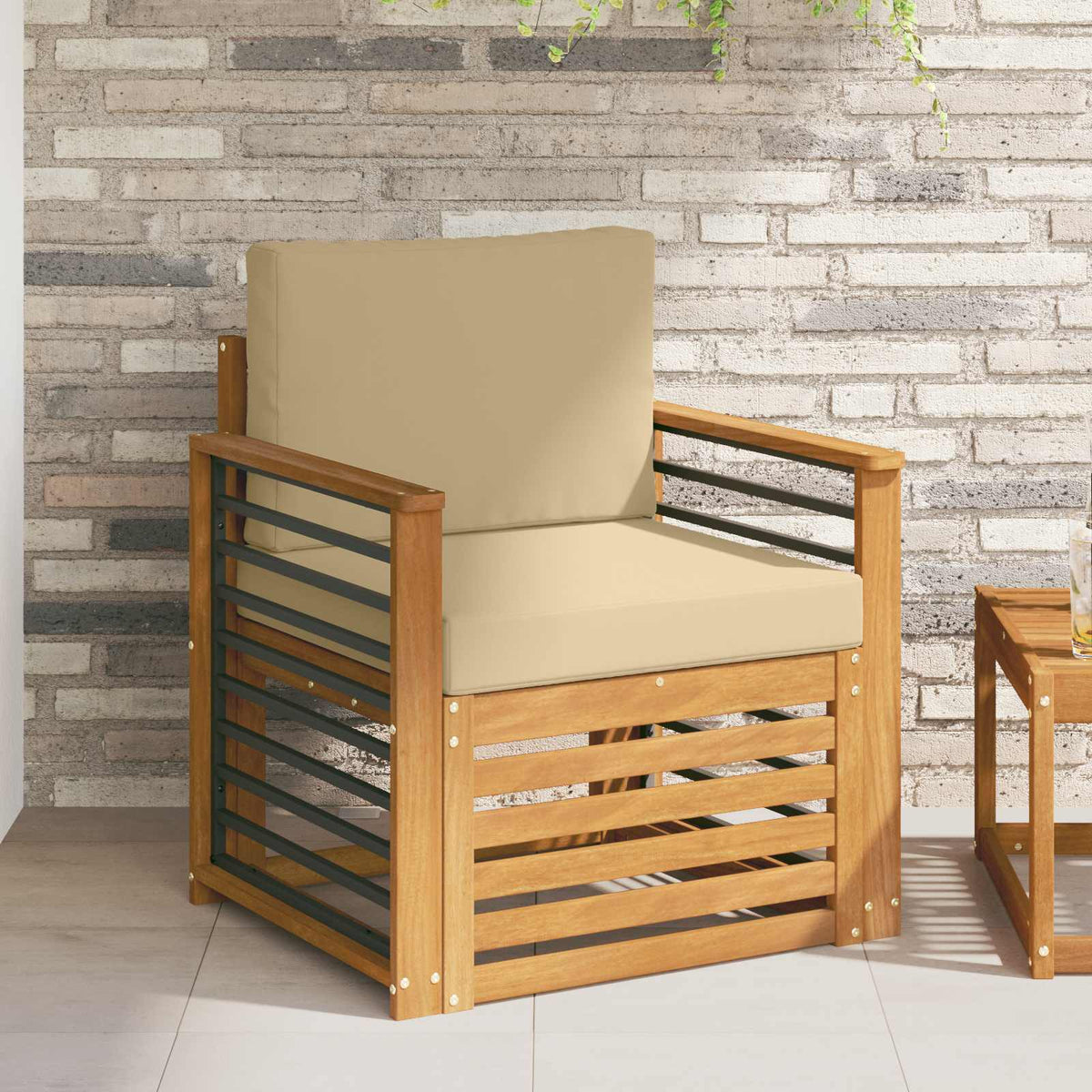 Outdoor-Sofagarnitur Massives Akazienholz und Polyester