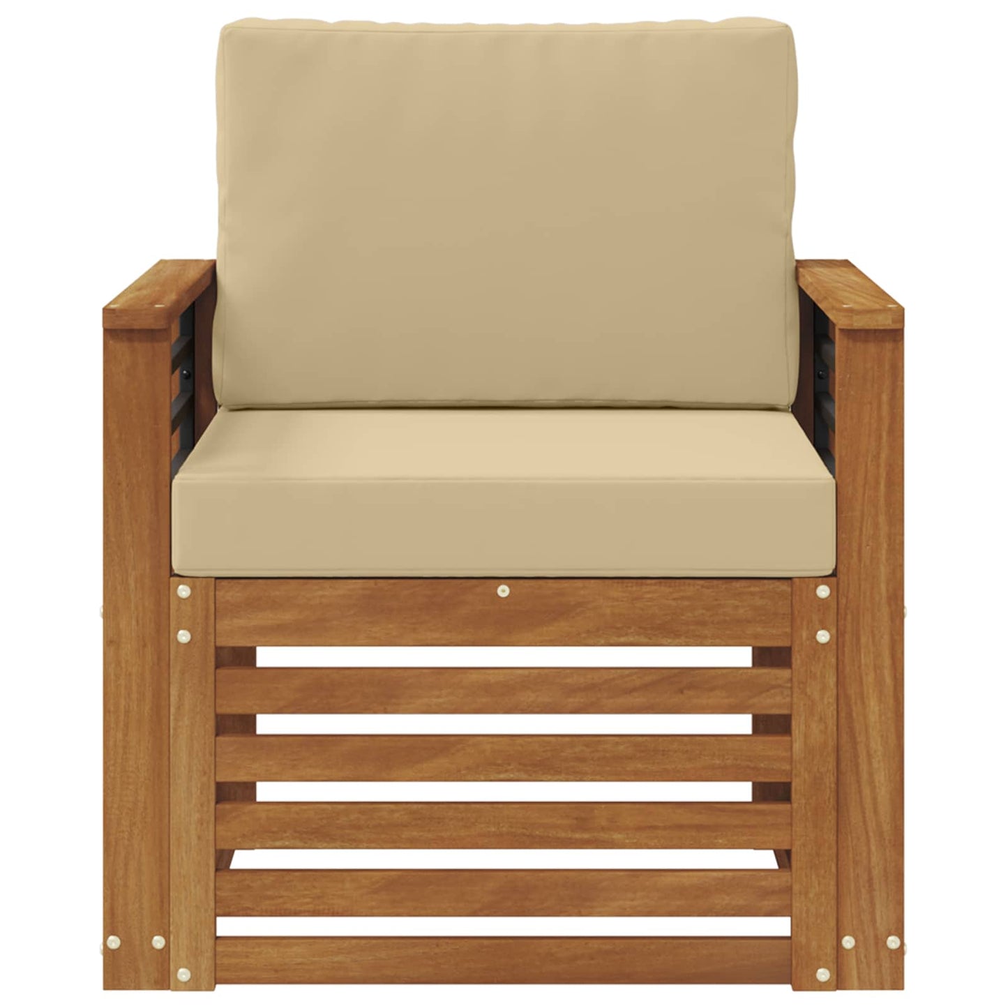 Outdoor-Sofa Massives Akazienholz und Polyester Natur
