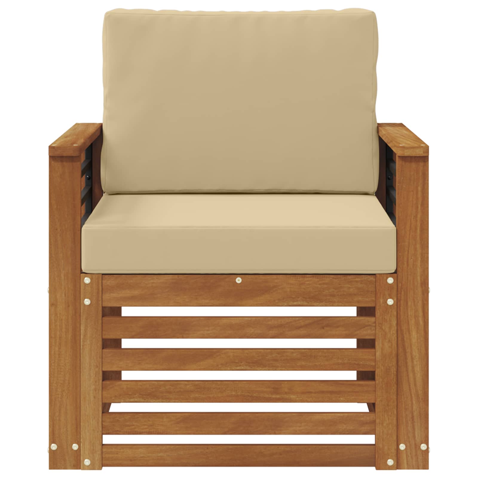 Outdoor-Sofa Massives Akazienholz und Polyester Natur