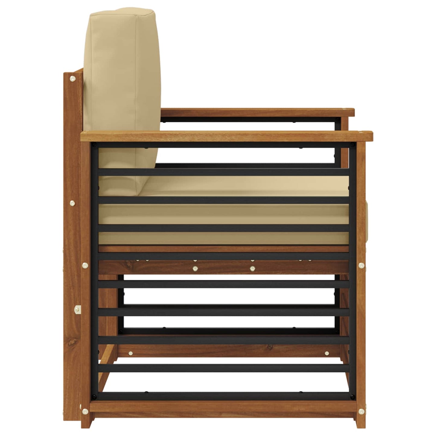 Outdoor-Sofa Massives Akazienholz und Polyester Natur