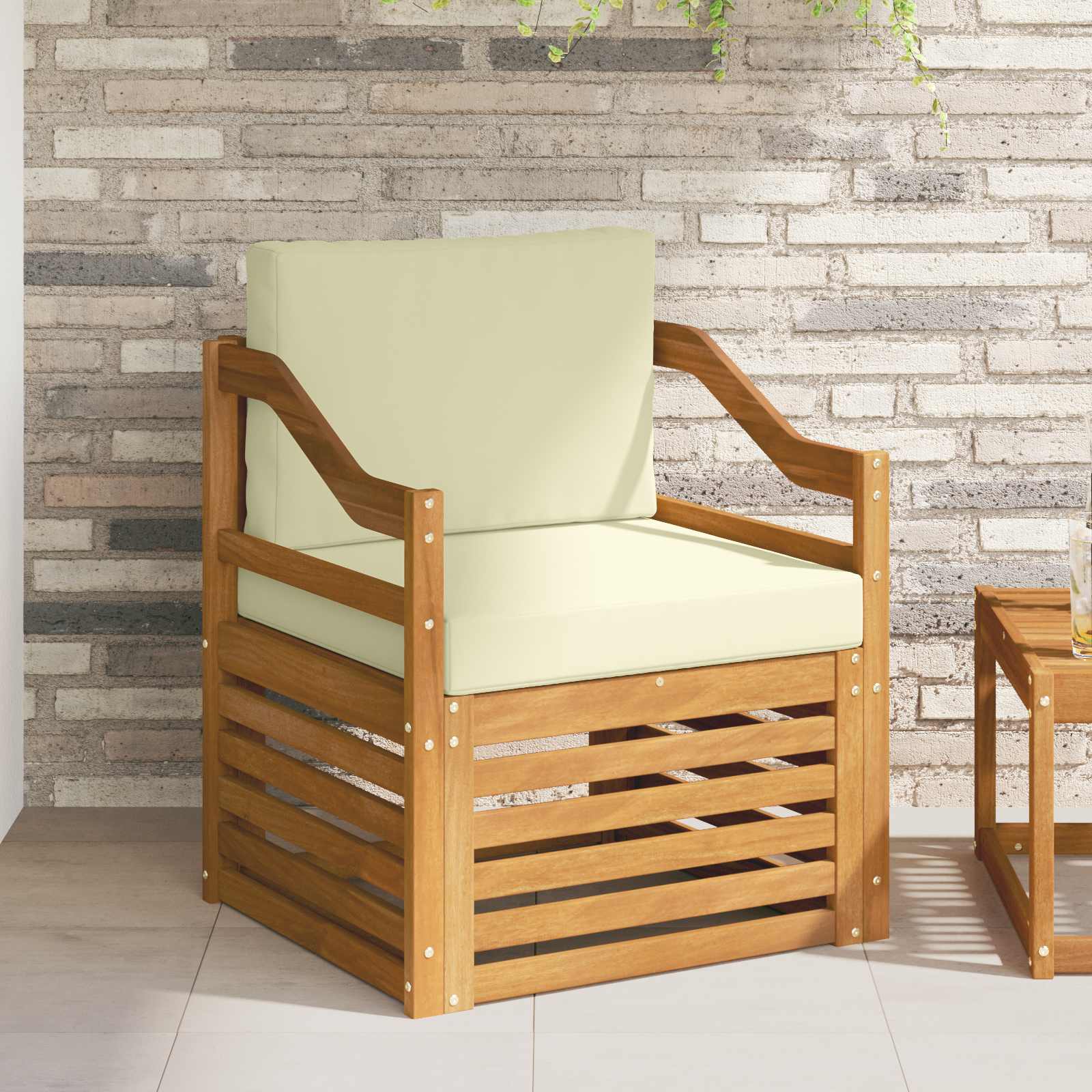Outdoor-Sofagarnitur Massives Akazienholz und Polyester