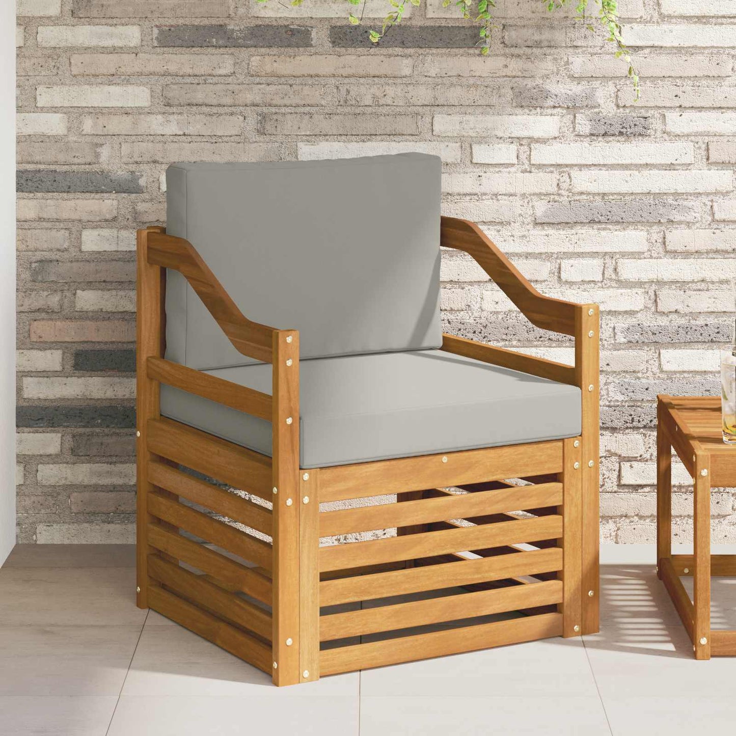 Outdoor-Sofagarnitur Massives Akazienholz und Polyester