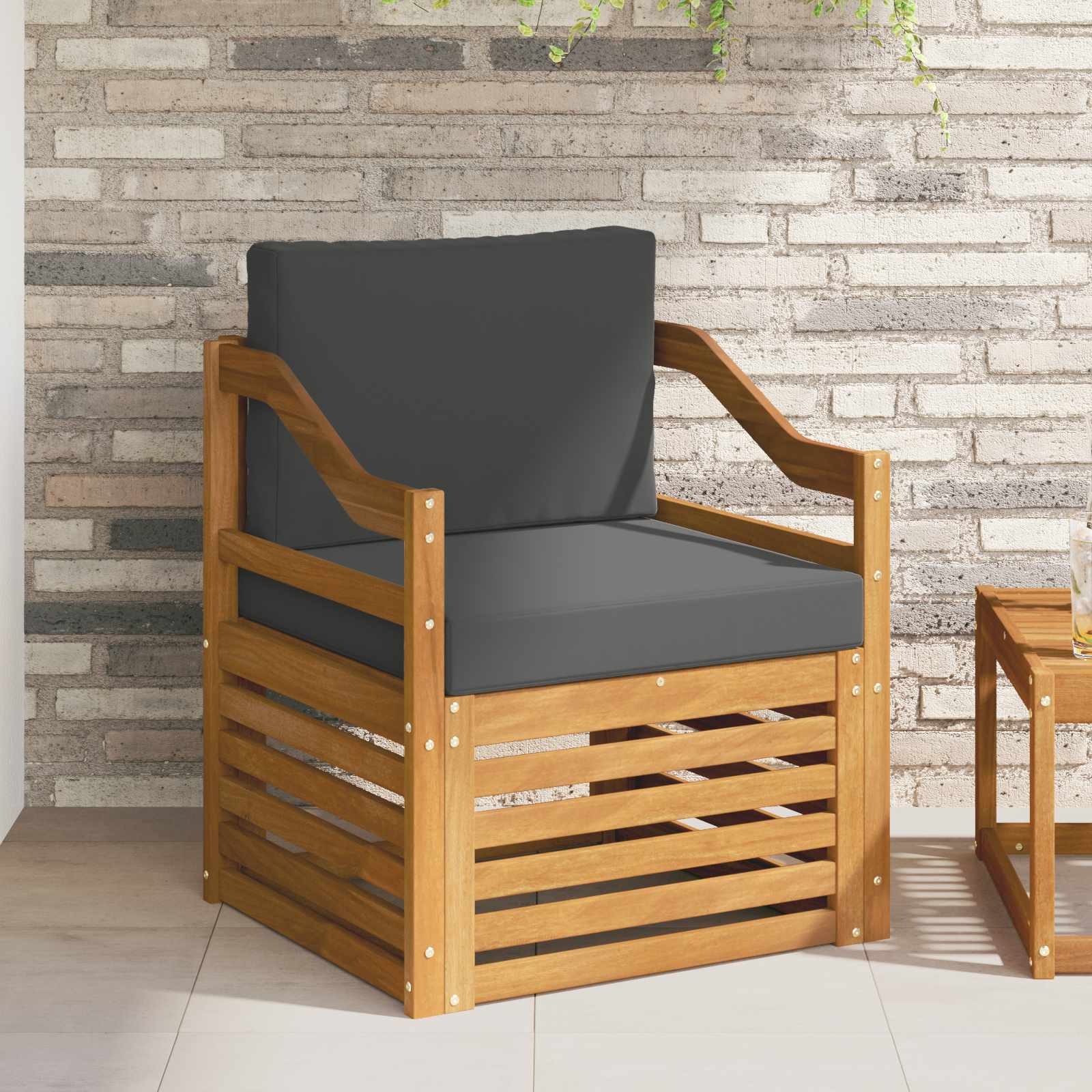 Outdoor-Sofagarnitur Massives Akazienholz und Polyester
