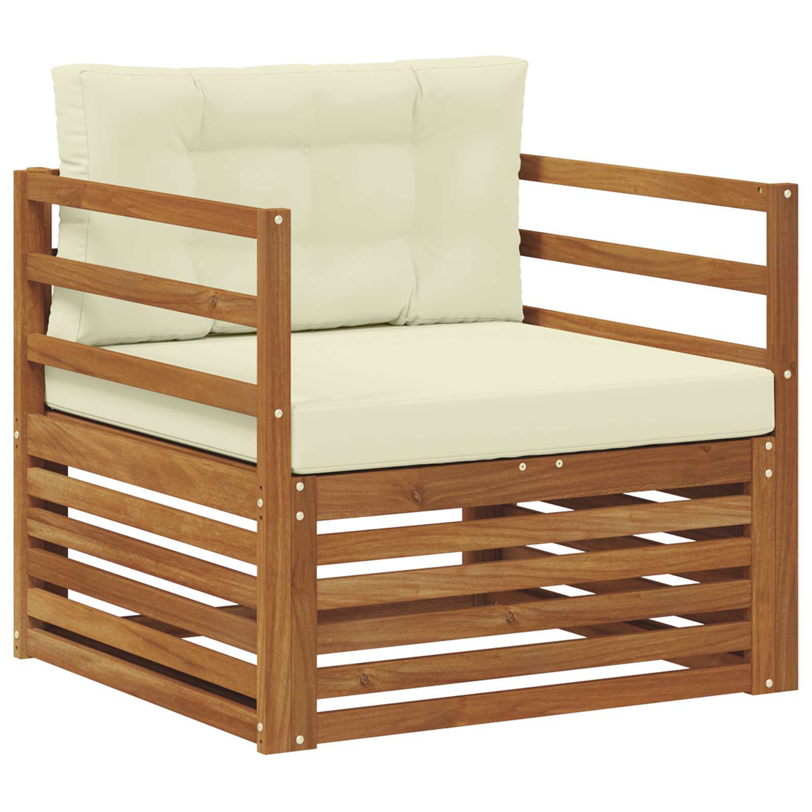 Outdoor-Sofa Massives Akazienholz und Polyester Natur und Creme