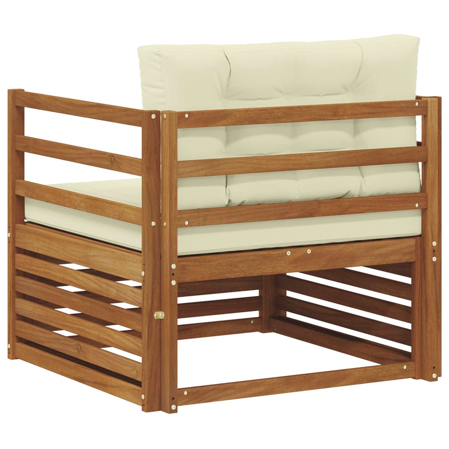 Outdoor-Sofa Massives Akazienholz und Polyester Natur und Creme