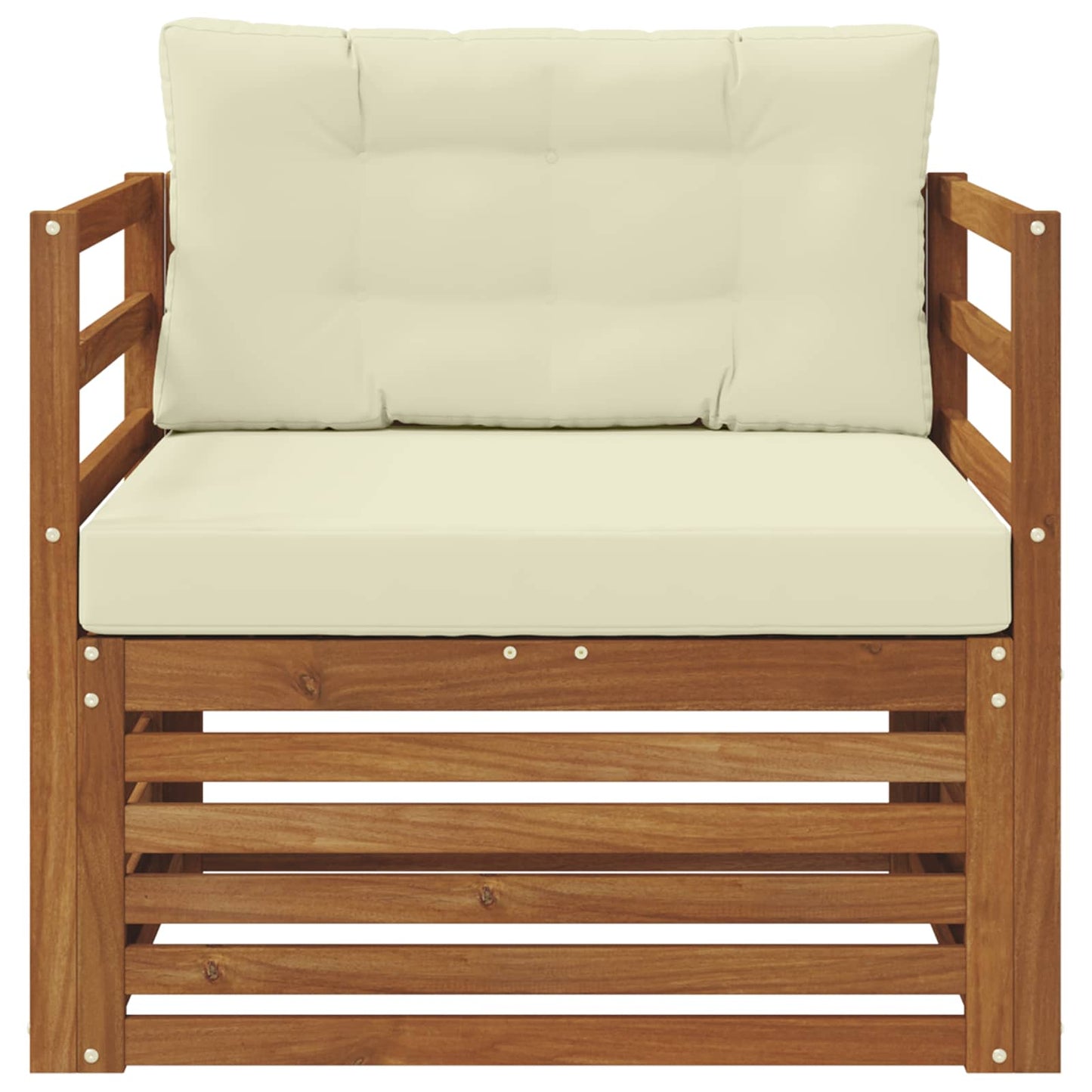 Outdoor-Sofa Massives Akazienholz und Polyester Natur und Creme
