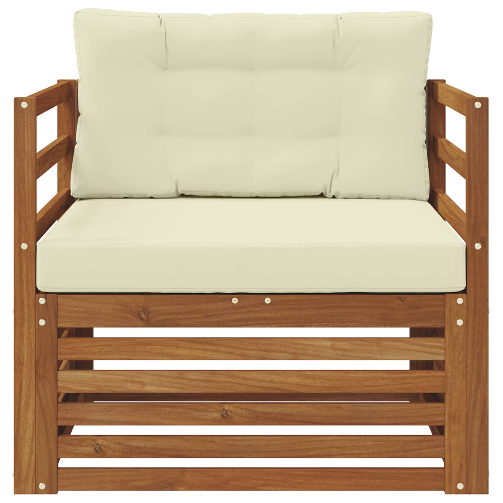 Outdoor-Sofa Massives Akazienholz und Polyester Natur und Creme