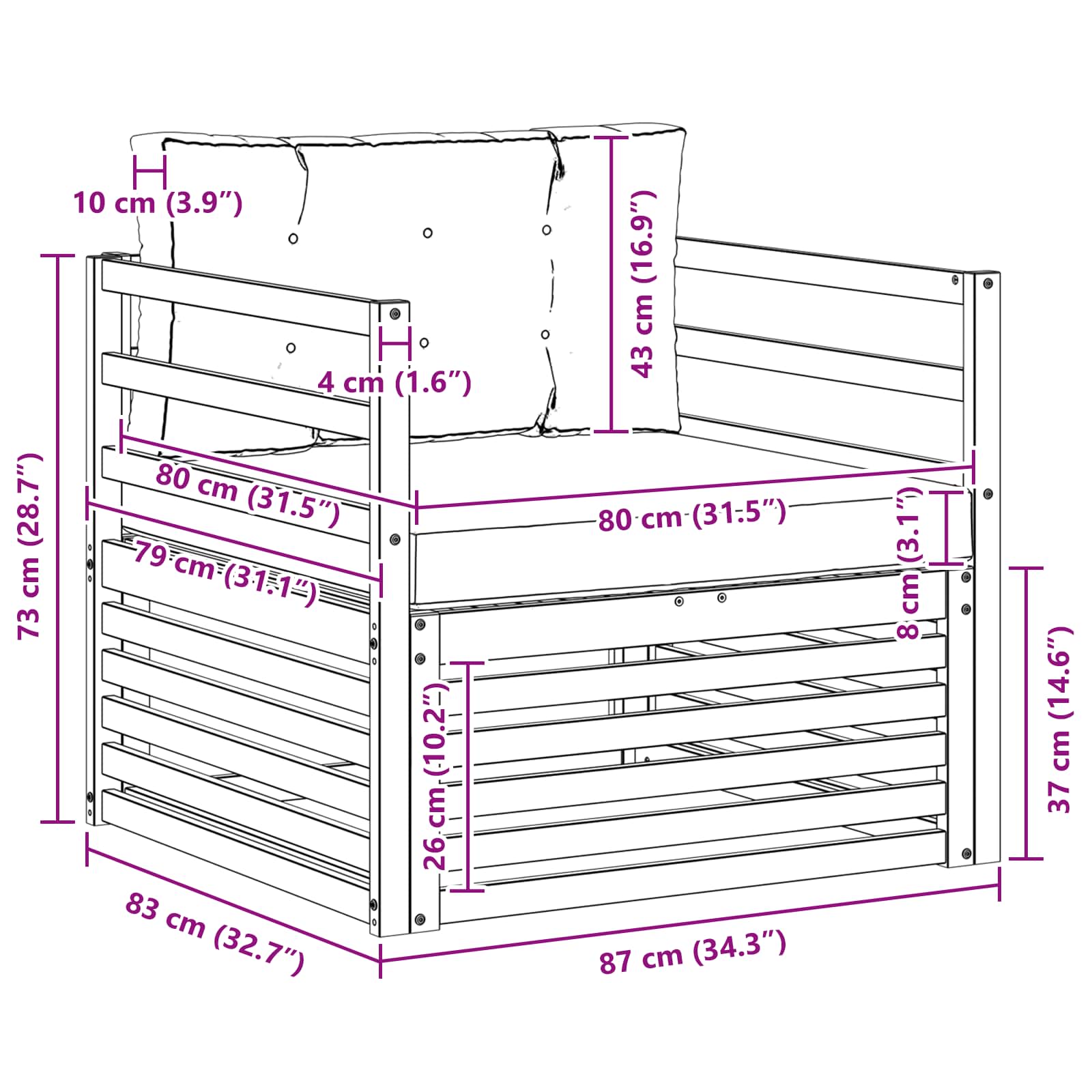 Outdoor-Sofa Massives Akazienholz und Polyester