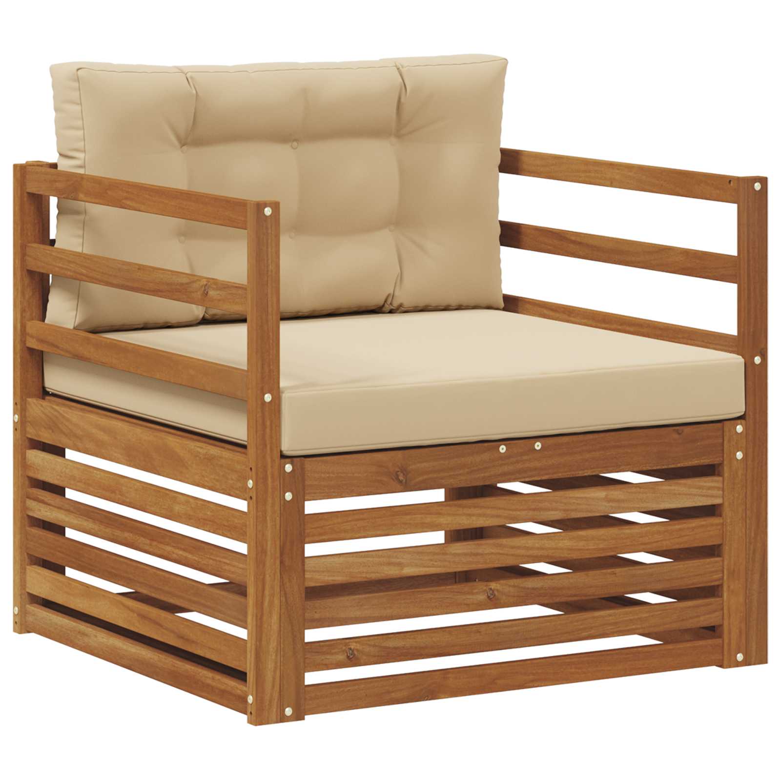 Outdoor-Sofa Massives Akazienholz und Polyester Natur und Beige