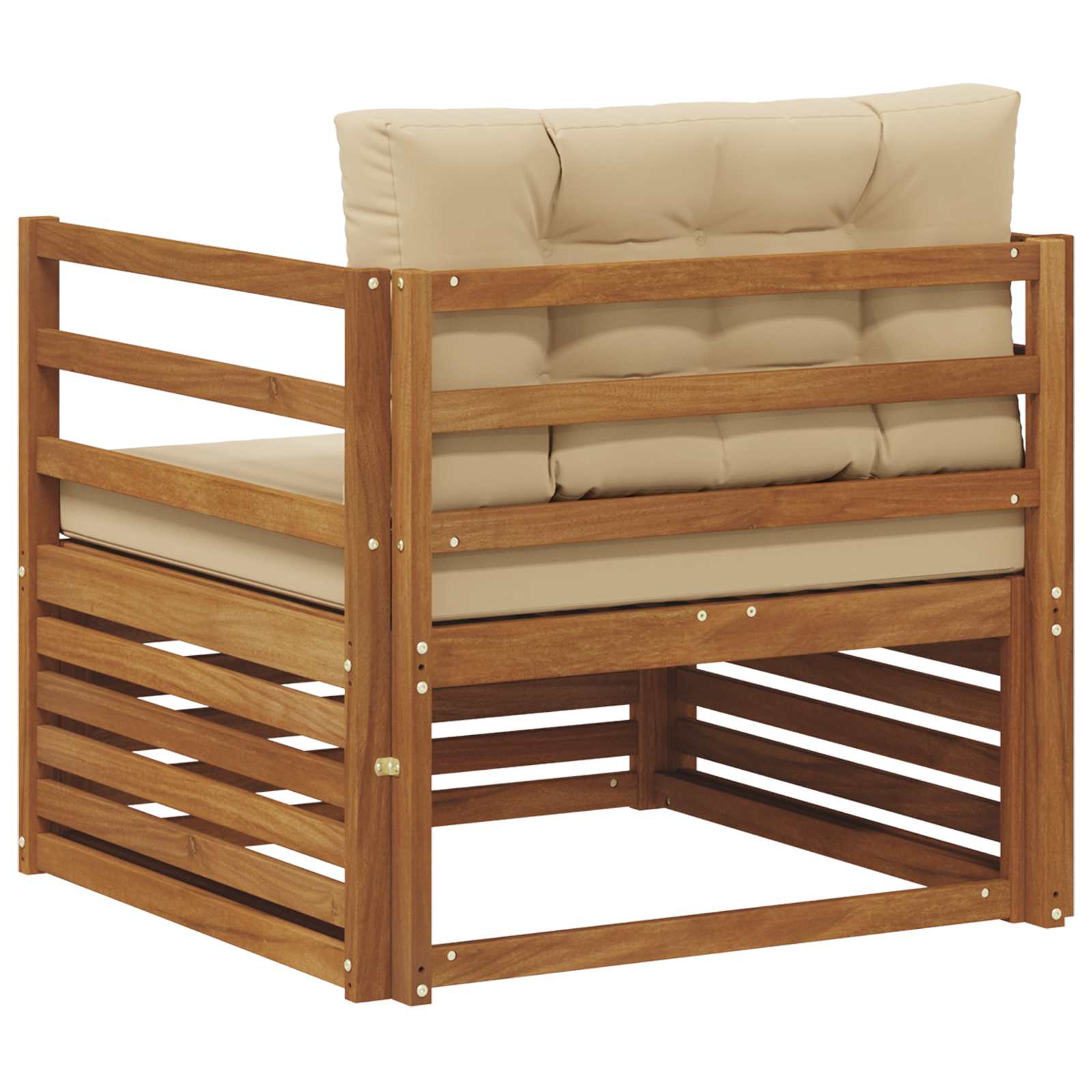 Outdoor-Sofa Massives Akazienholz und Polyester Natur und Beige
