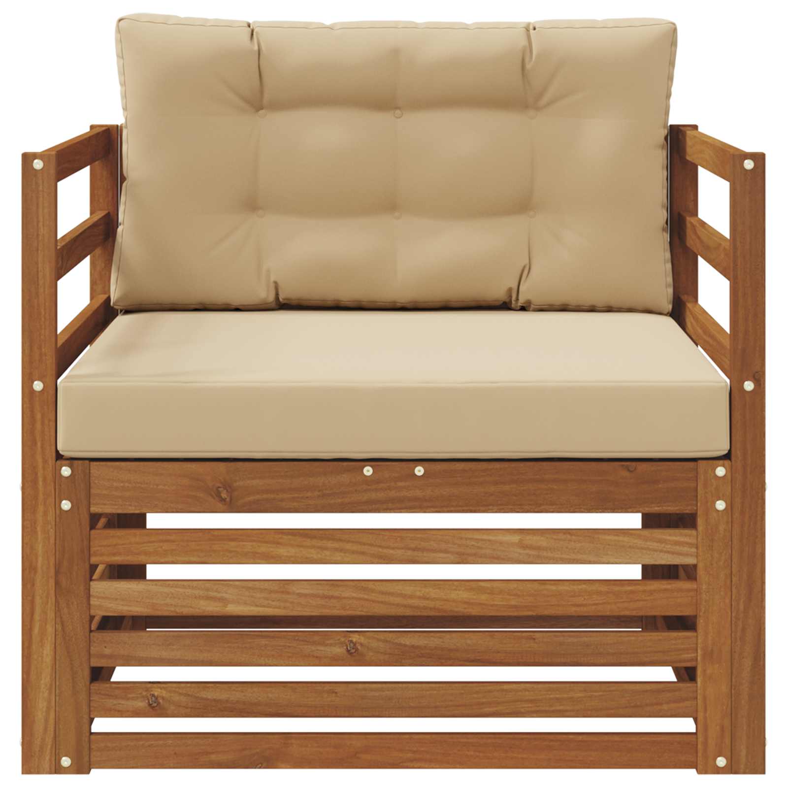 Outdoor-Sofa Massives Akazienholz und Polyester Natur und Beige