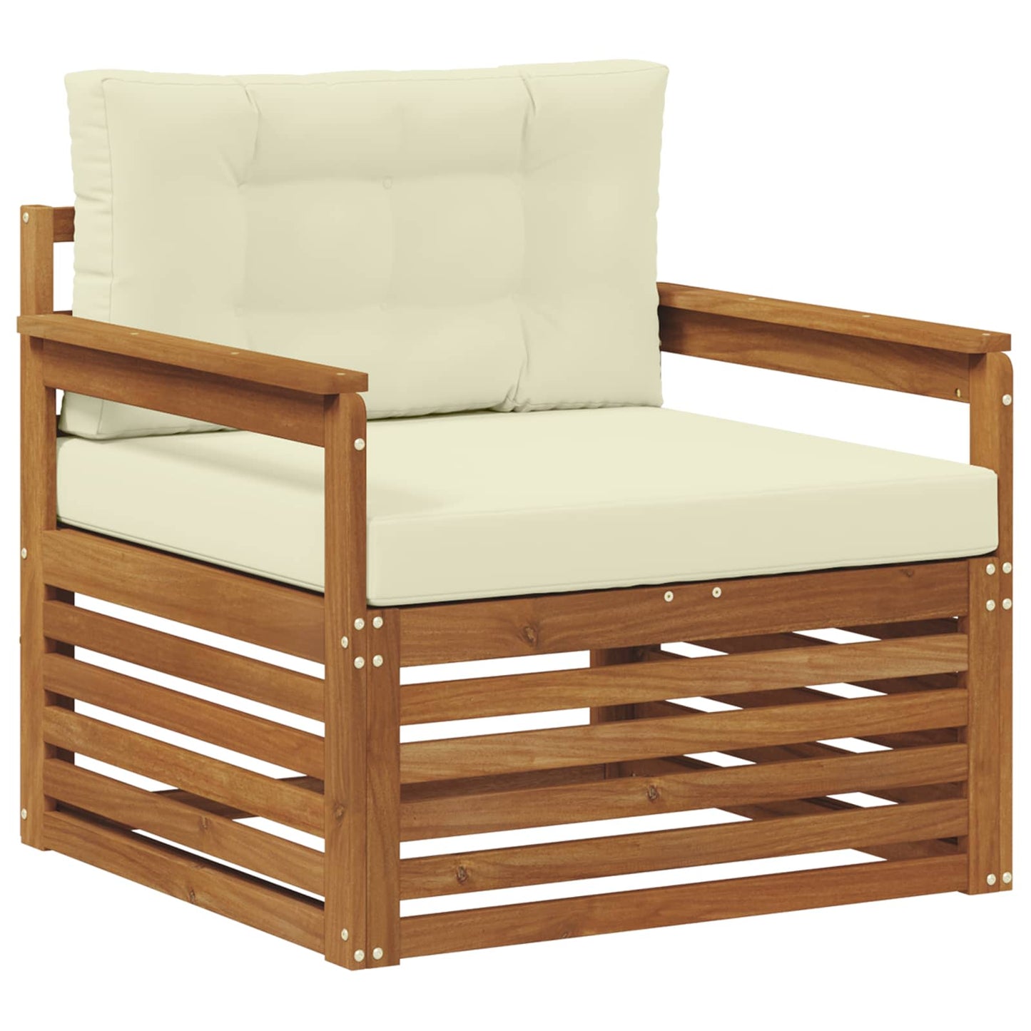 Outdoor-Sofa Massives Akazienholz und Polyester Natur und Creme