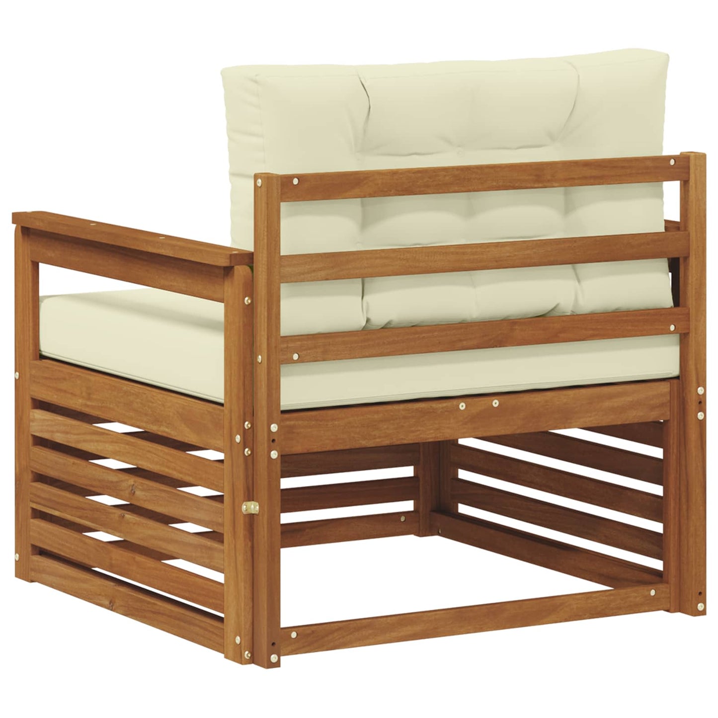Outdoor-Sofa Massives Akazienholz und Polyester Natur und Creme