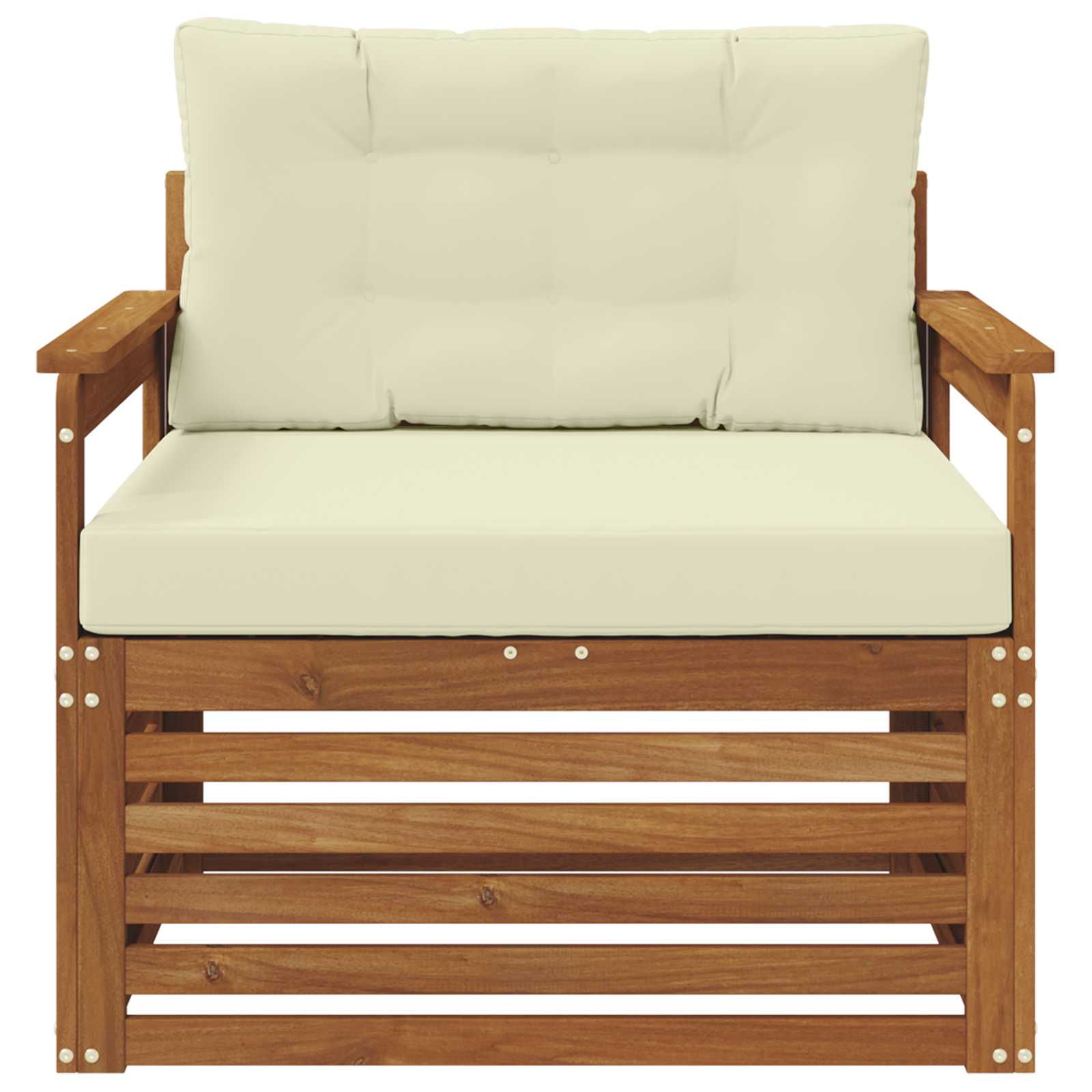 Outdoor-Sofa Massives Akazienholz und Polyester Natur und Creme